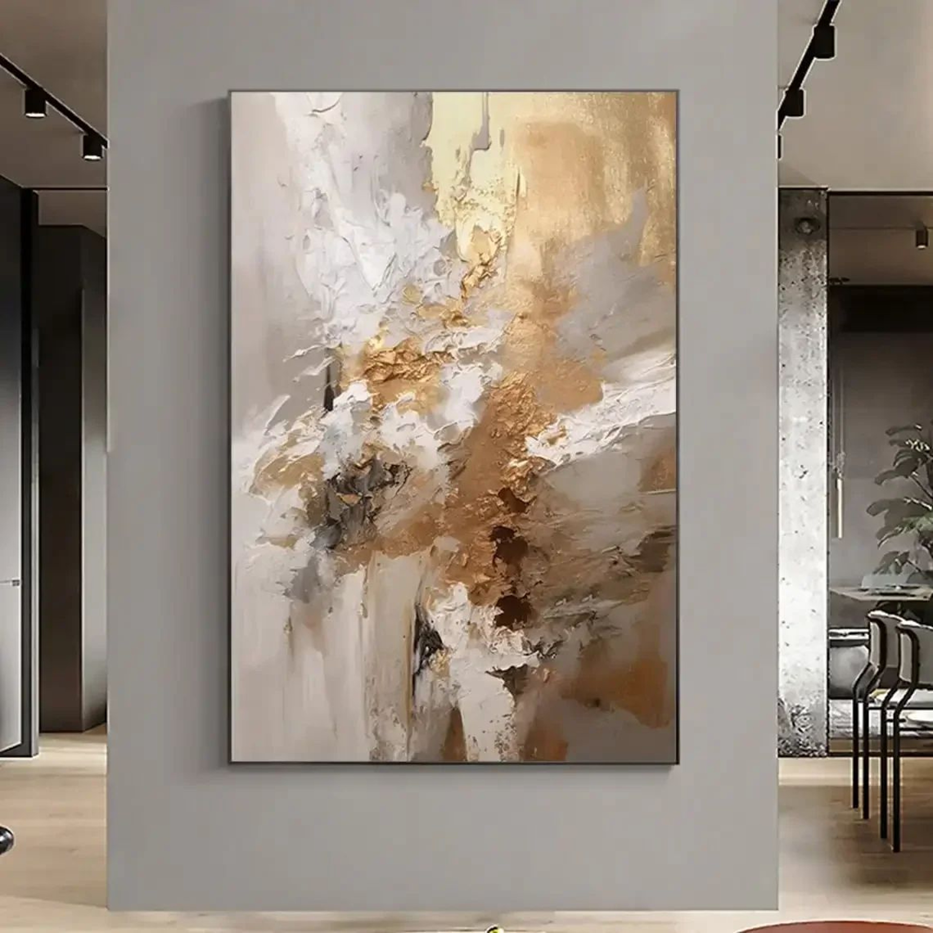 Abstract Gold Texture Canvas Wall Art  Handmade Minimalist Oil Painting For Living Room Decor 6
