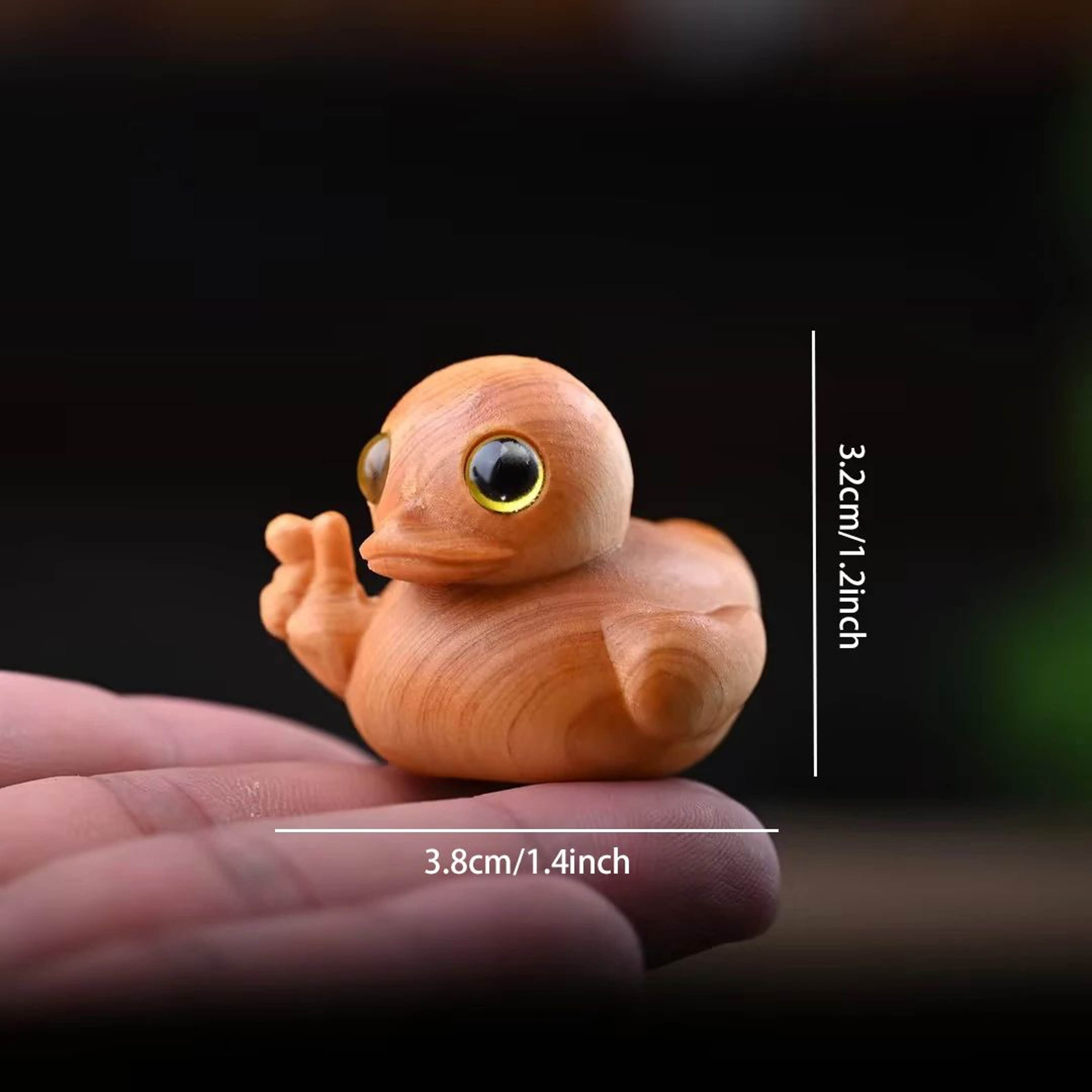 Handcrafted Wooden Yellow Duck Ornament  Cute Solid Wood Desktop Decoration 3