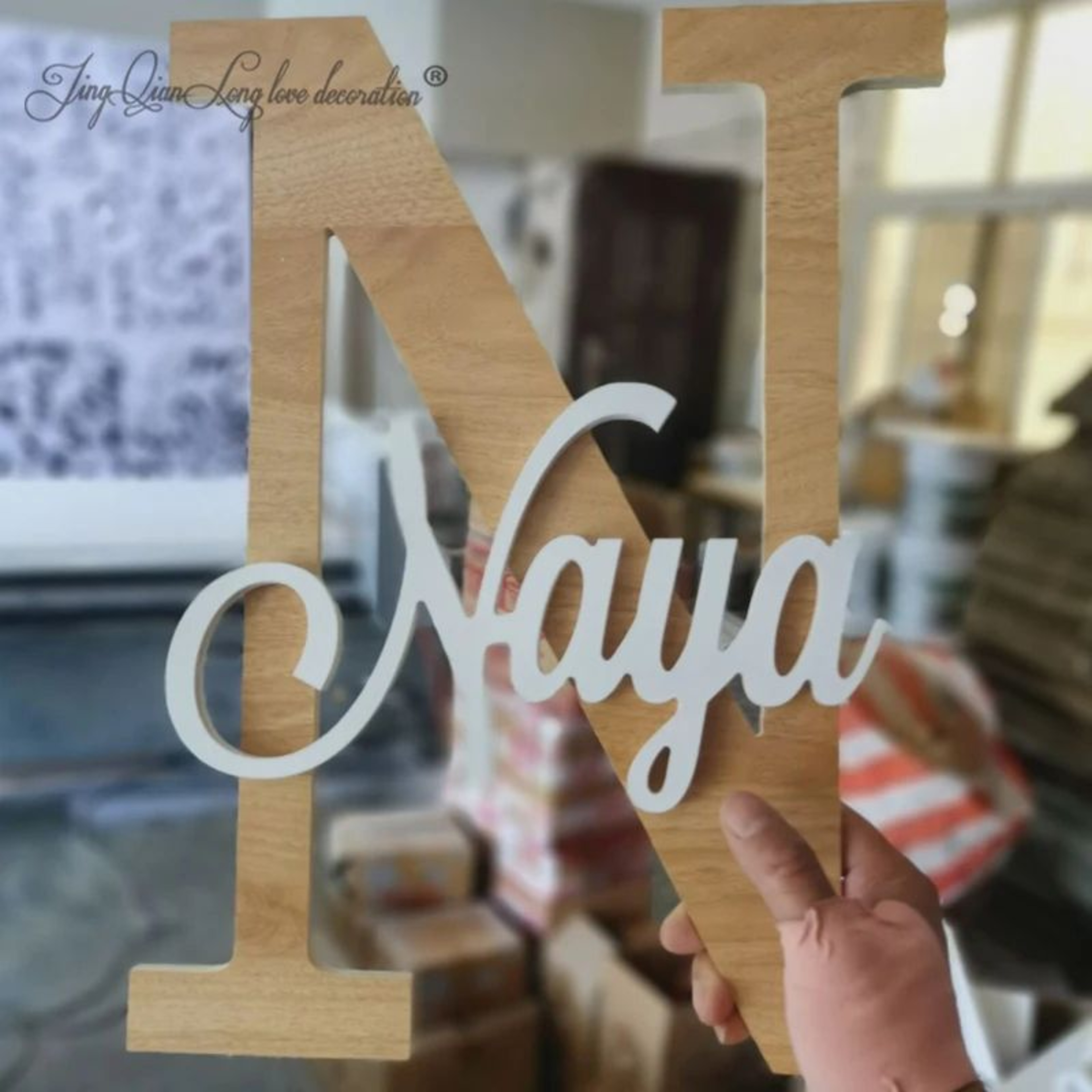 Custom Wooden Name Sign  Script Font Nursery Wall Letters For Kids Room Decor 1