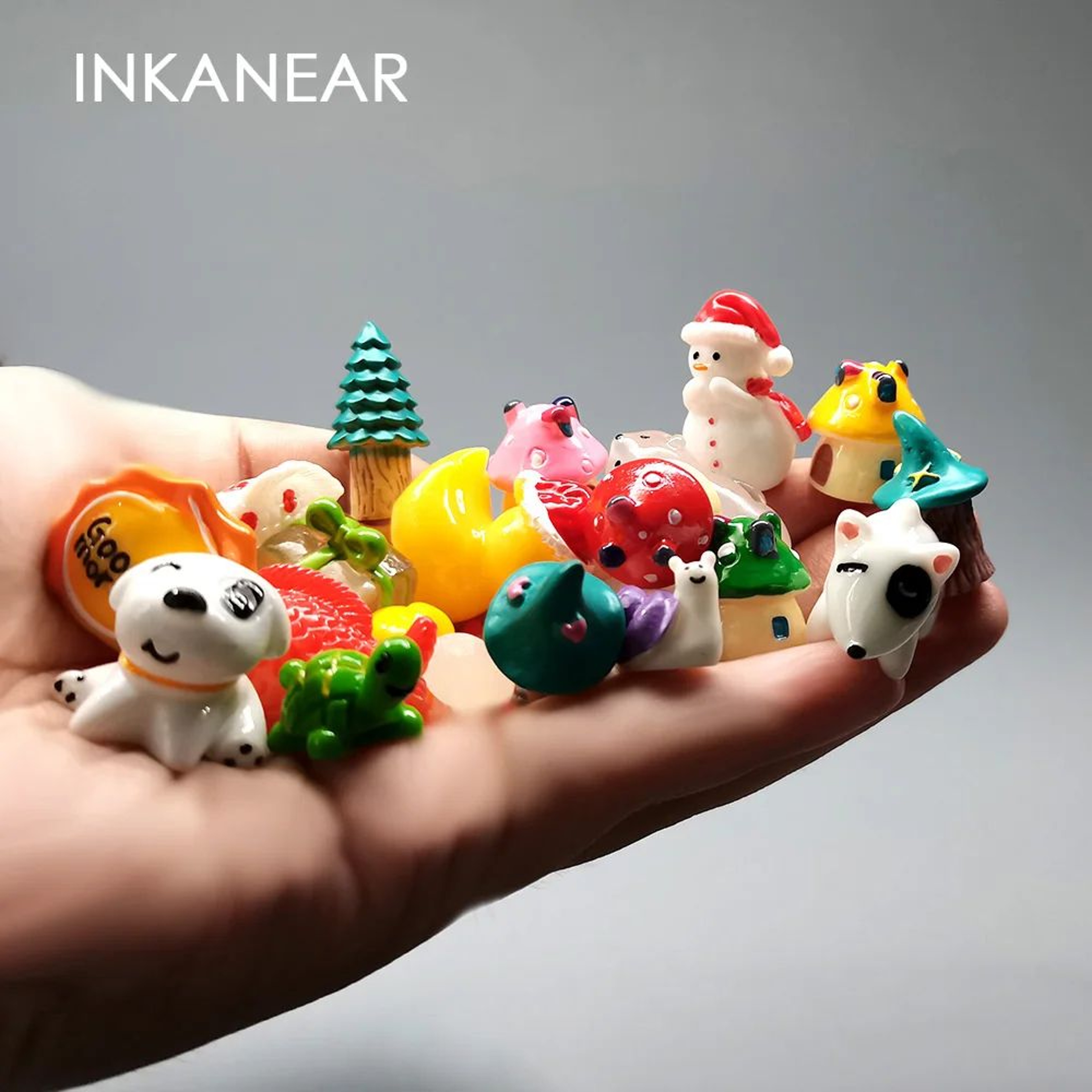 5pcs Mini Animal Fairy Garden Figurines  Cute Resin Dog Cat Sheep  Fish Miniatures For Succulent De