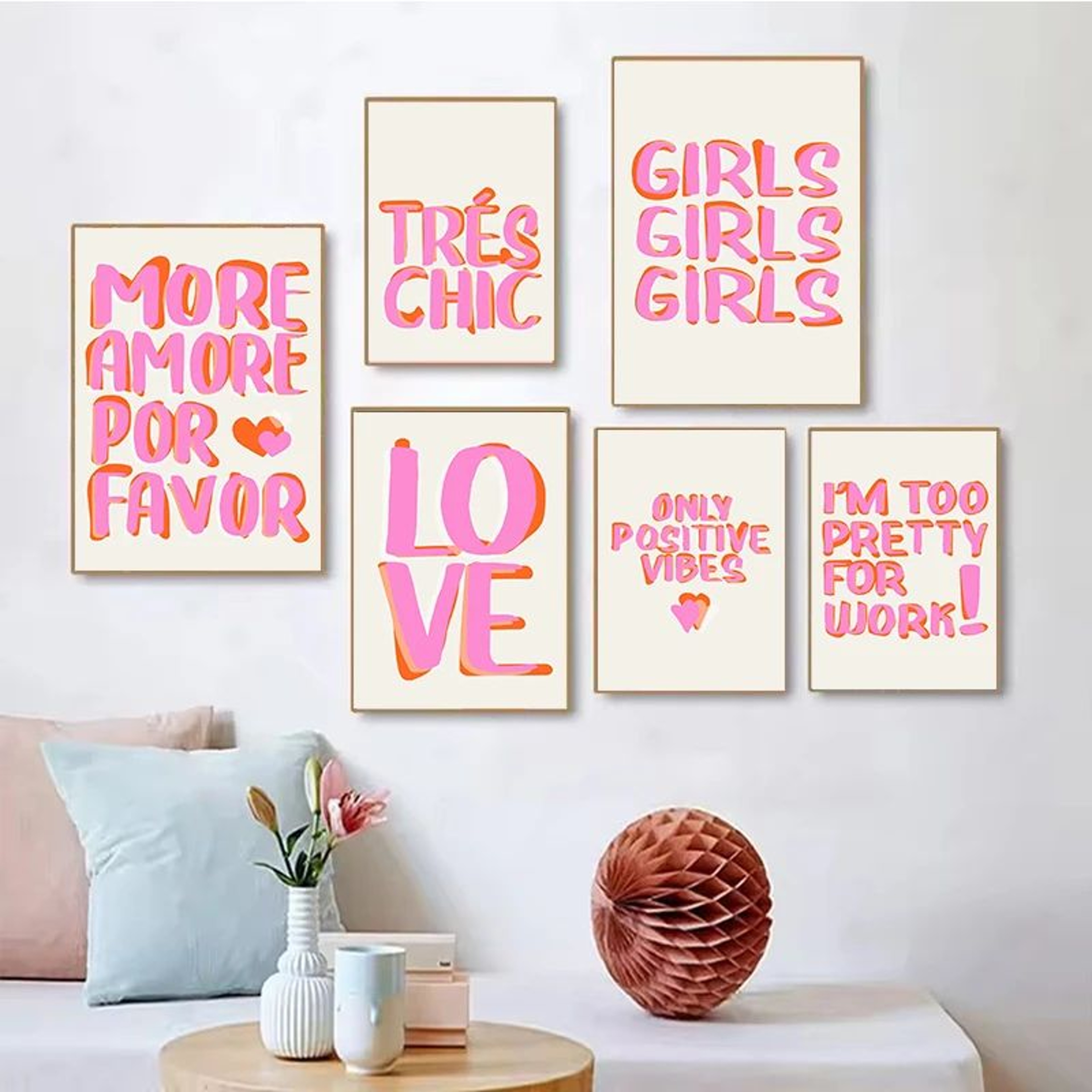 More Amor Por Favor Canvas Wall Art  Colorful Pink Love Quote Poster For Girls Room  Modern Home De 4