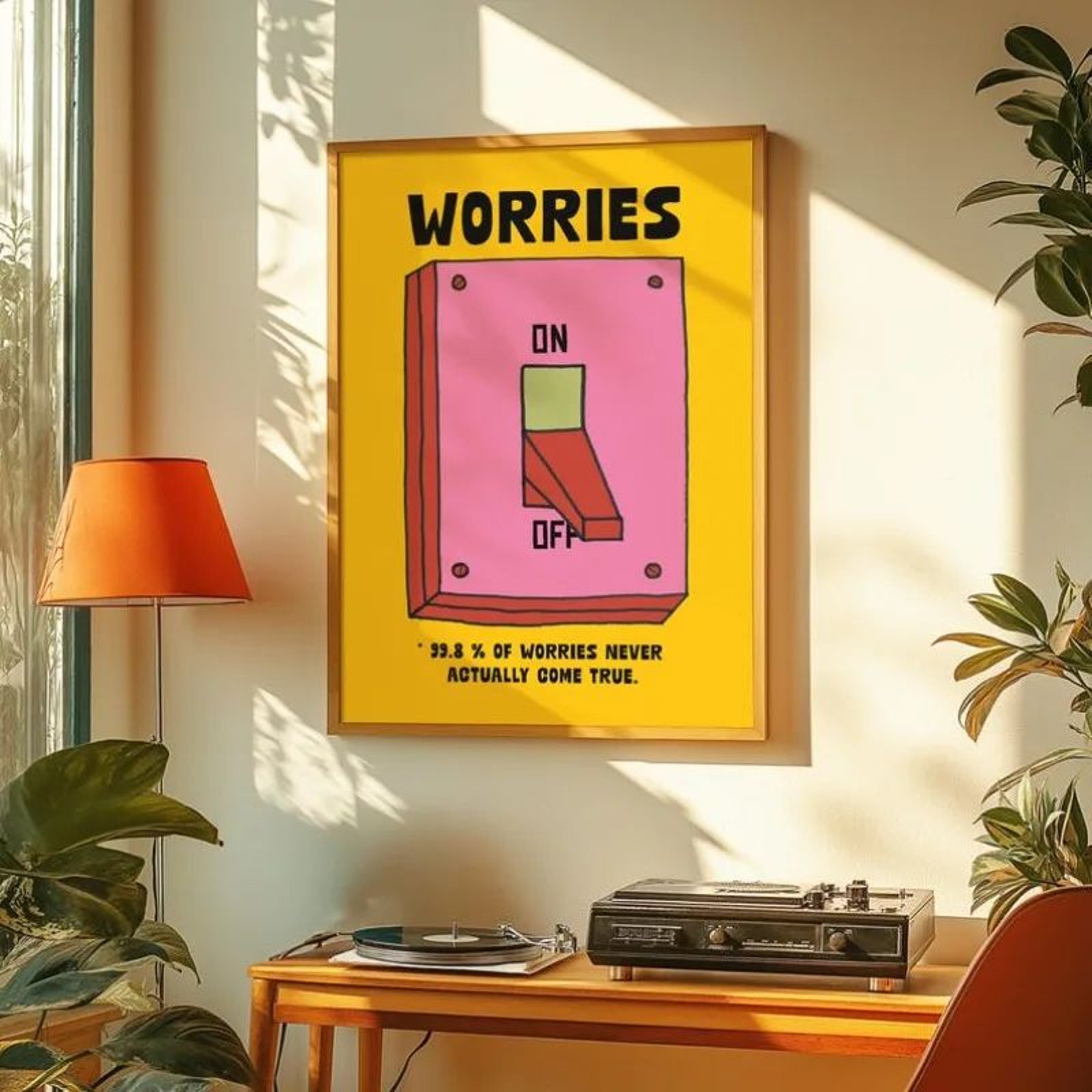 Cartoon Mental Health Inspirational Canvas Poster  Colorful Retro Quote Wall Art For Home  Office D 0