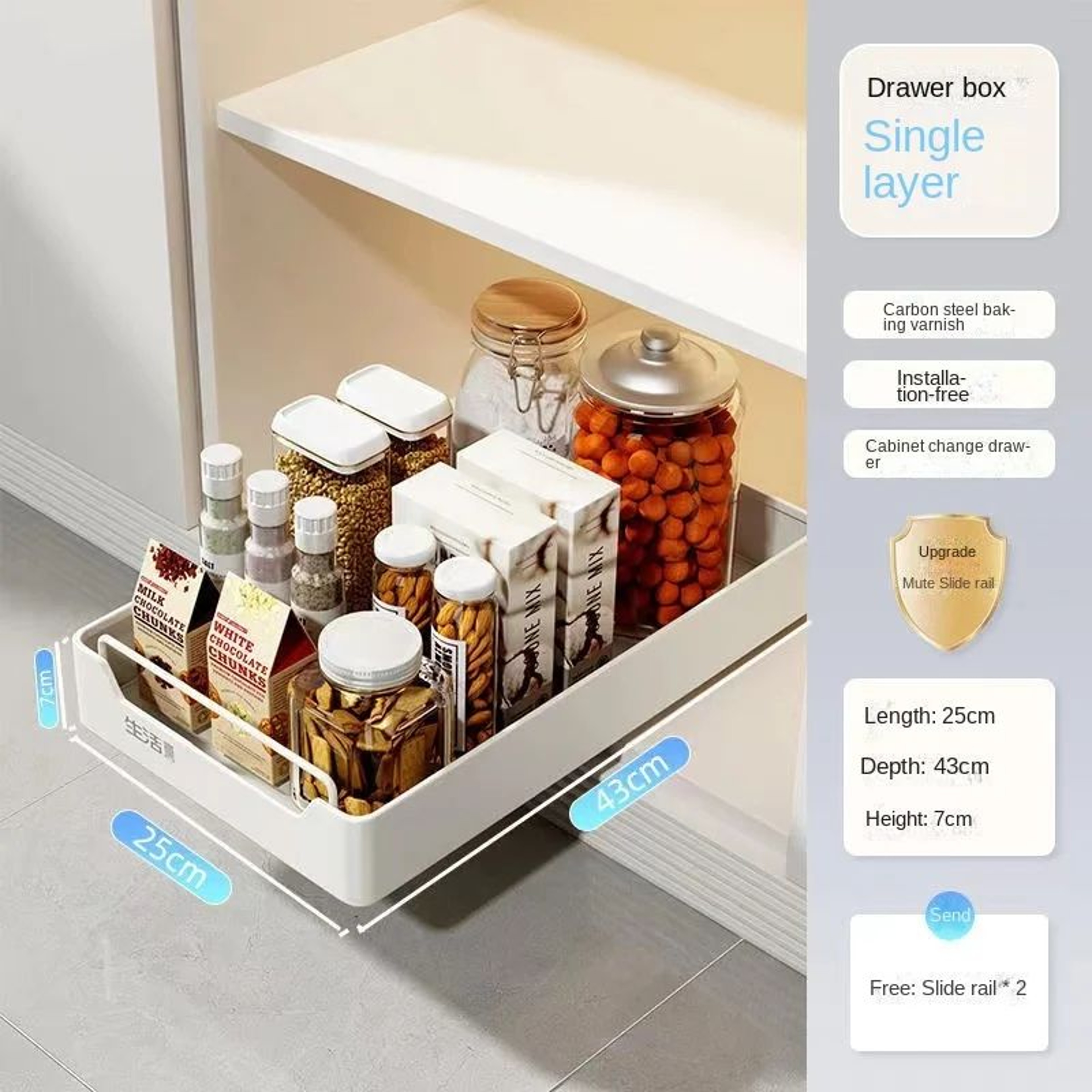 PullOut Kitchen Cabinet Organizer Sliding Storage Drawer Rack With Rails 12