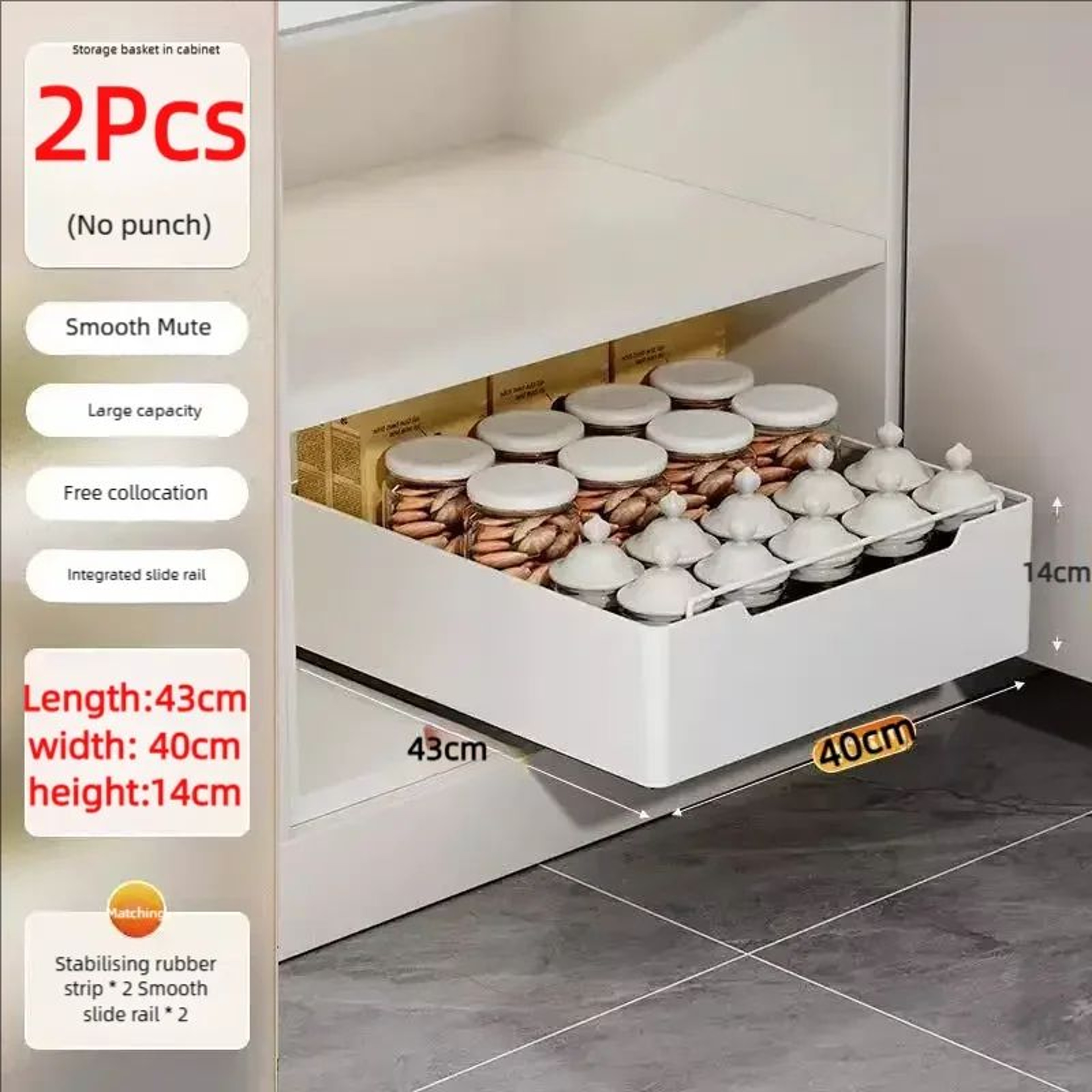 PullOut Kitchen Cabinet Organizer Sliding Storage Drawer Rack With Rails 25