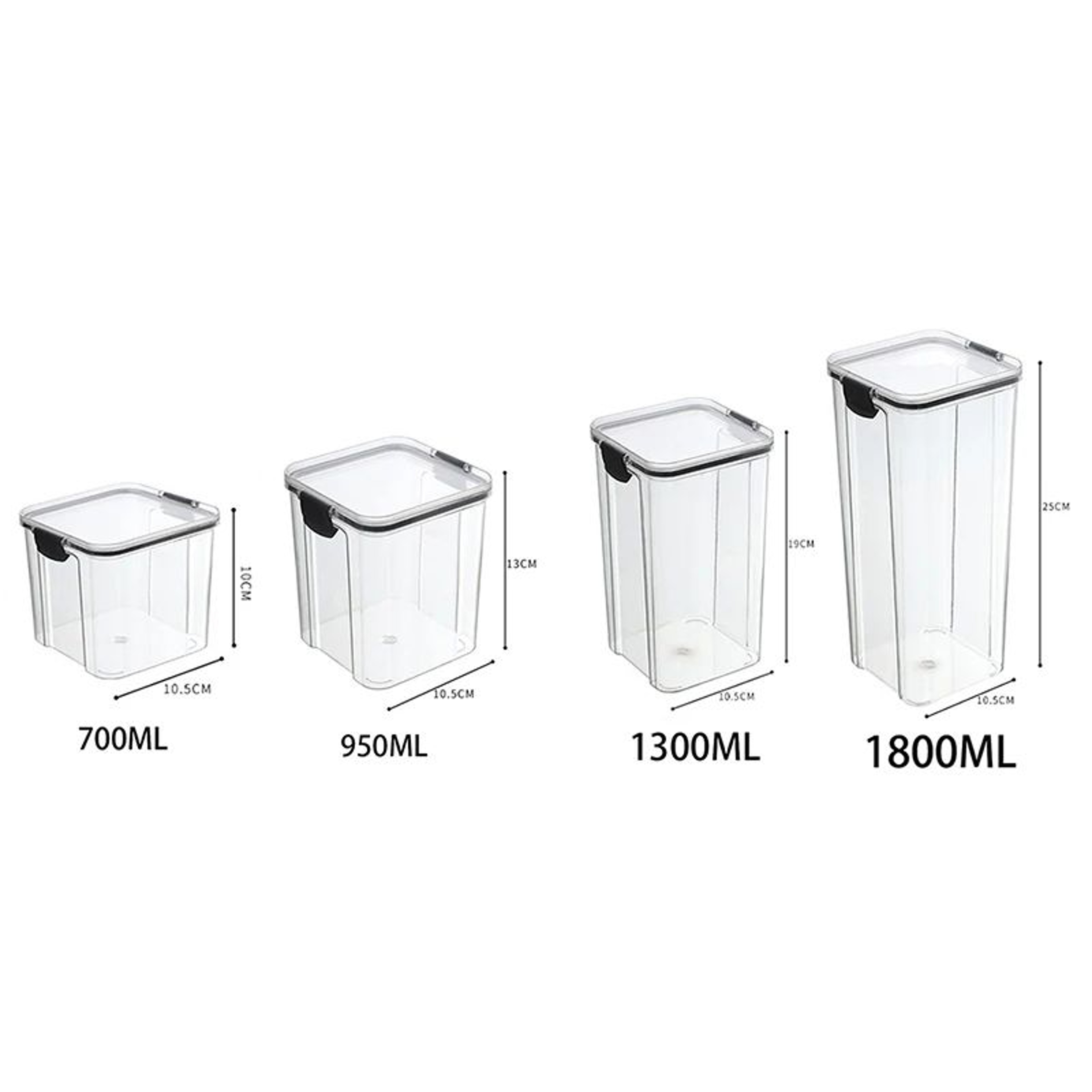 5 Pcs Airtight Food Storage Jar Set  Transparent Stackable Kitchen Organizer Containers 20