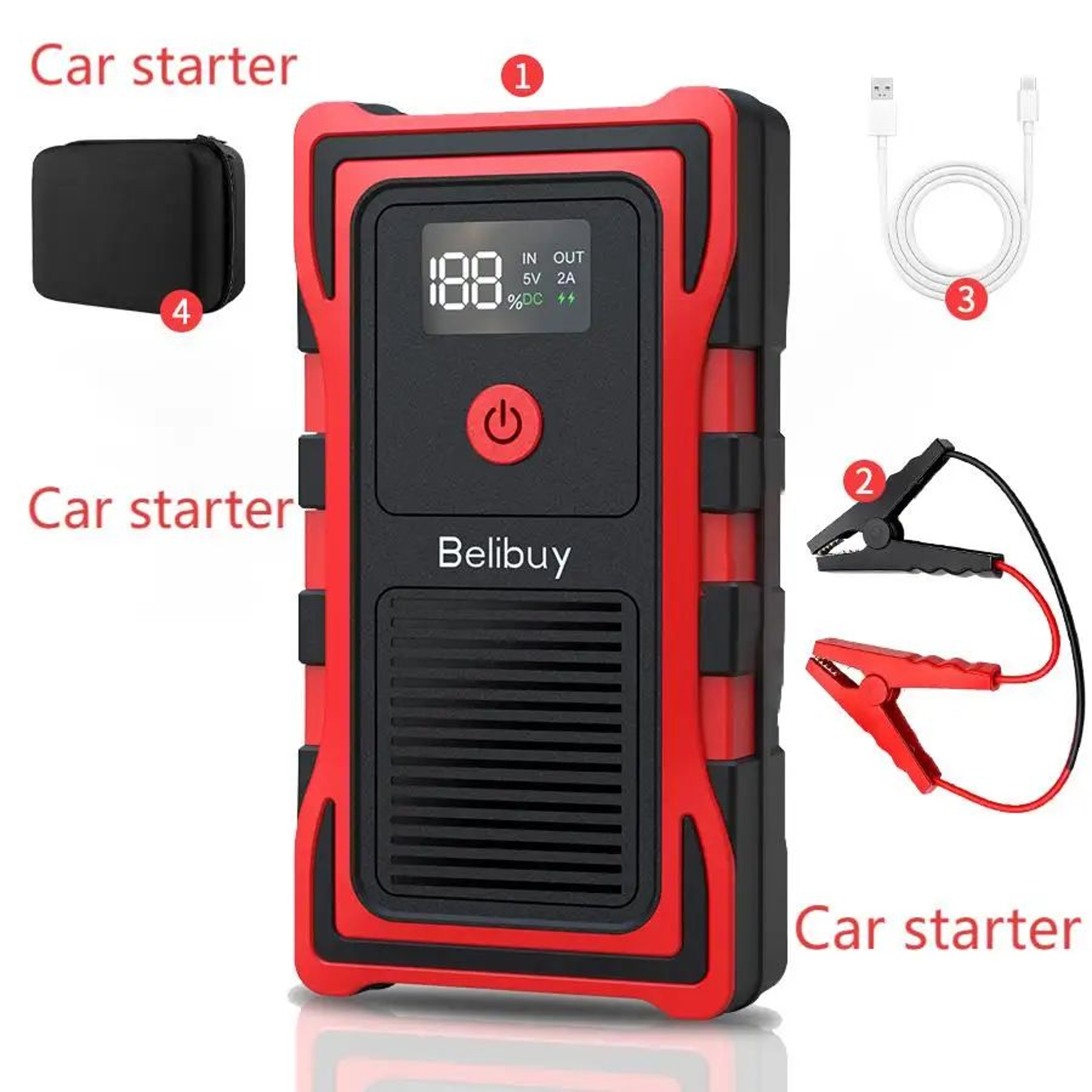 RoadGuard Portable Car Jump Starter With 150PSI Air Compressor Tire Inflator Power Bank  LED Emerge 7