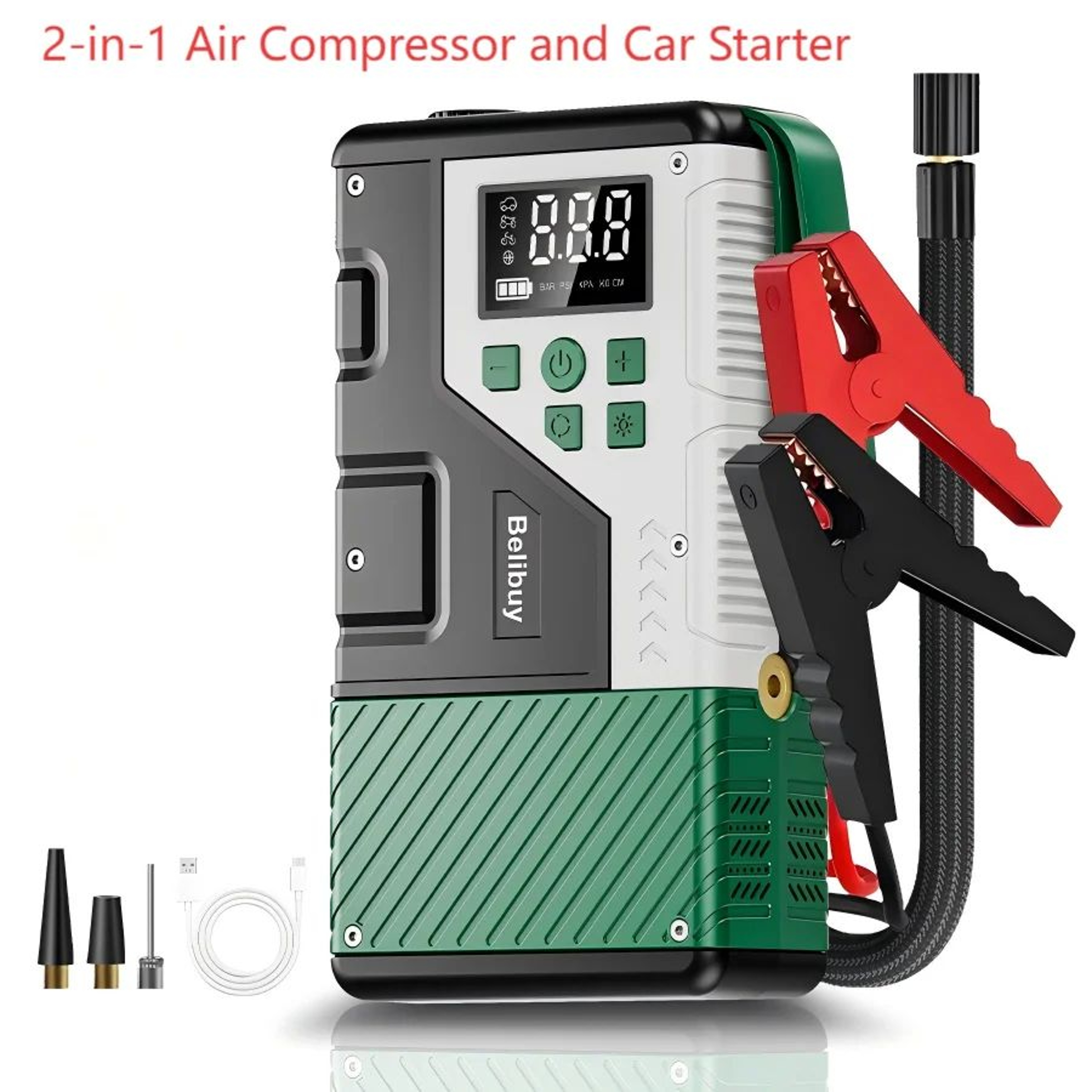 RoadGuard Portable Car Jump Starter With 150PSI Air Compressor Tire Inflator Power Bank  LED Emerge 8