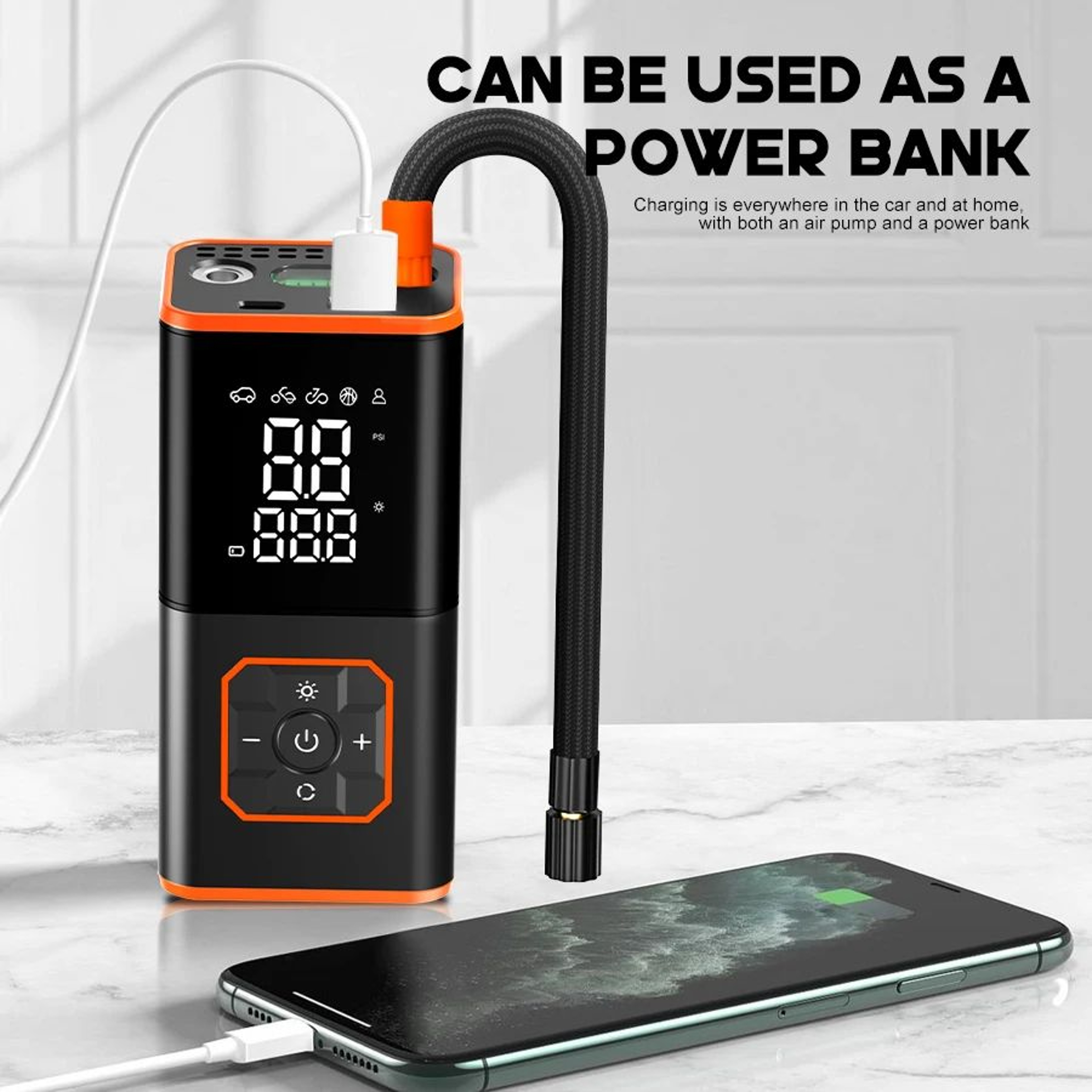Portable ABS Car Tire Inflator  Air Compressor With LCD Display  Auto ShutOff 2