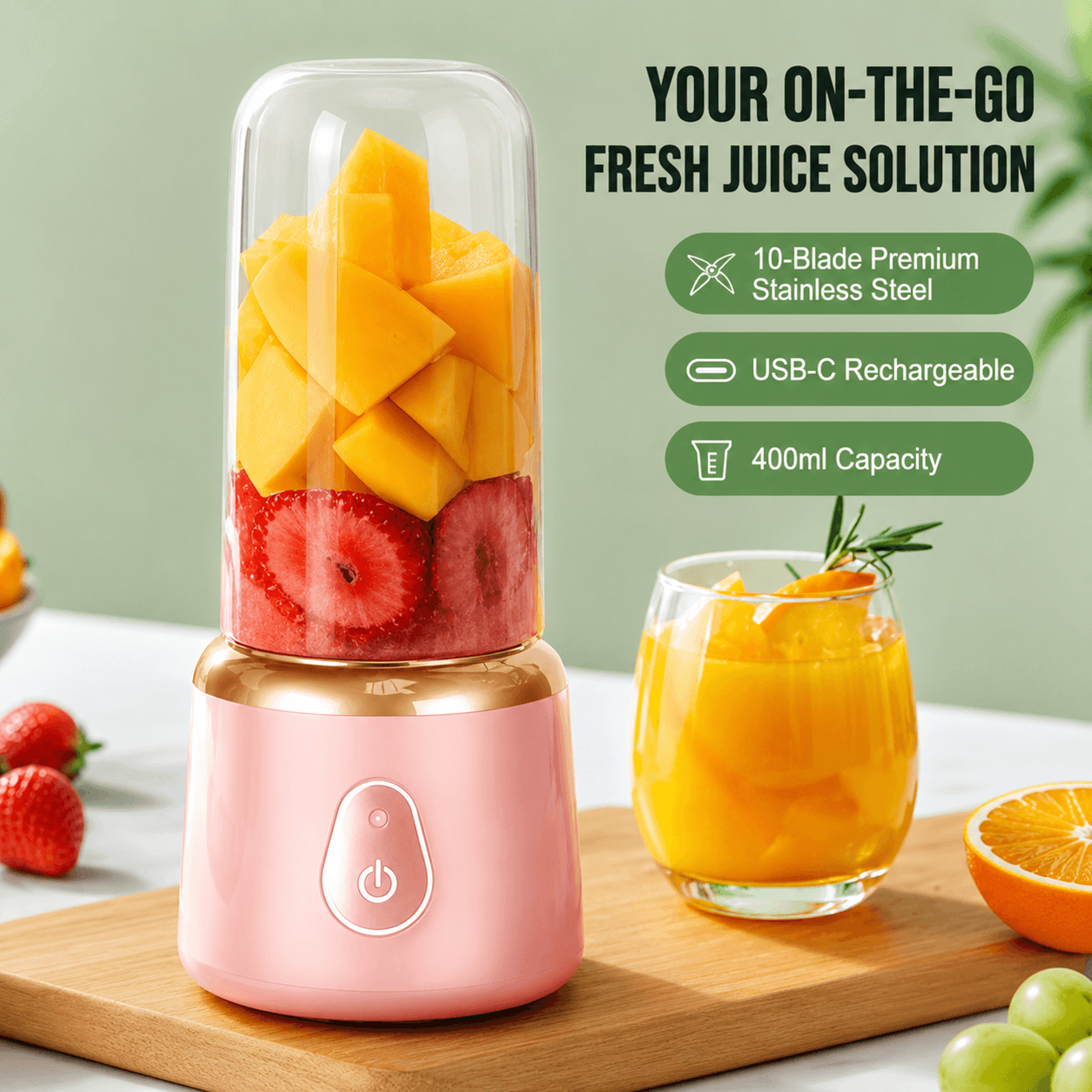 Portable Smoothie Blender  USB Rechargeable Electric Juicer Cup For Fruit  Citrus Drinks 0