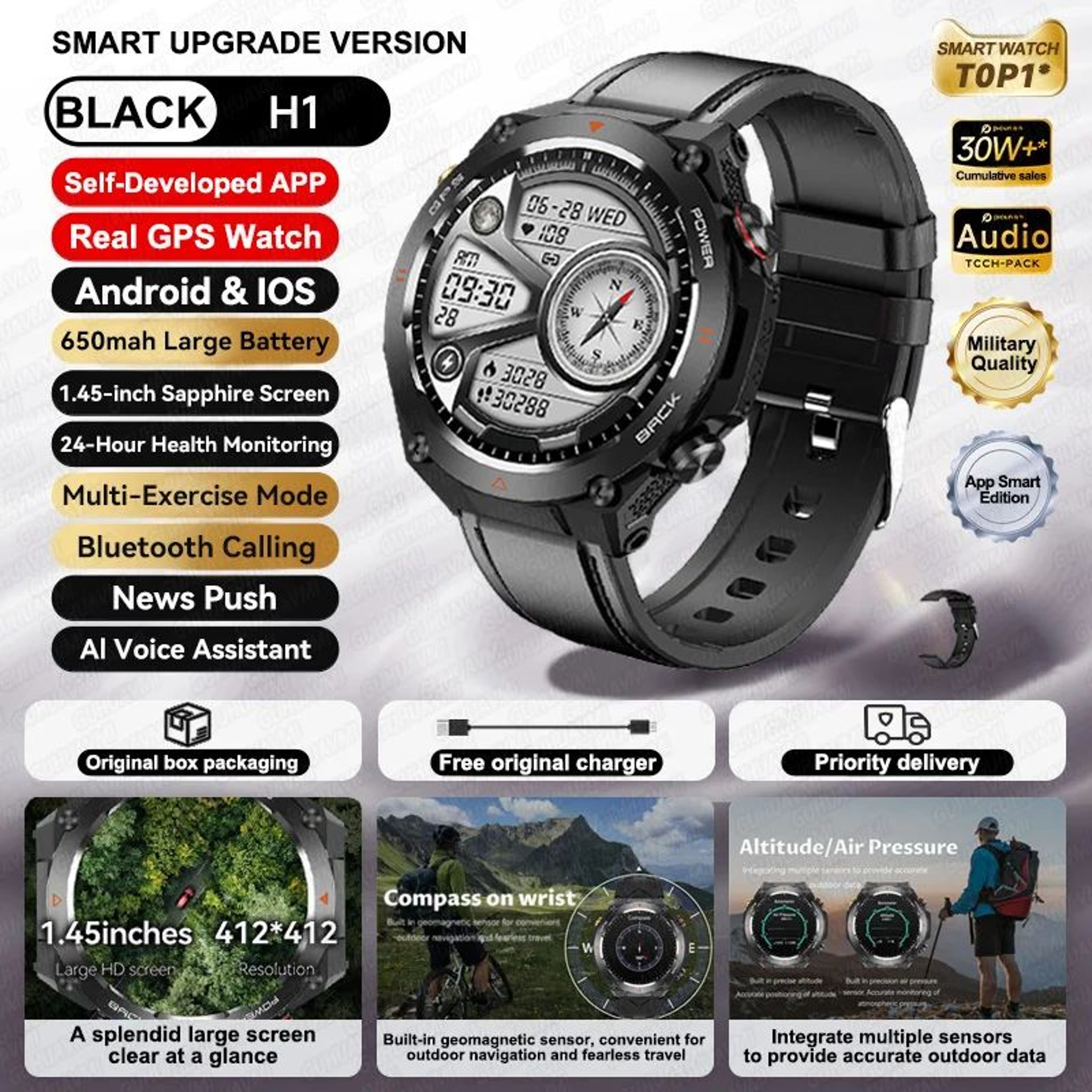 2025 AMOLED GPS Smart Watch  Bluetooth Call Waterproof Fitness Tracker For Men  Women 8