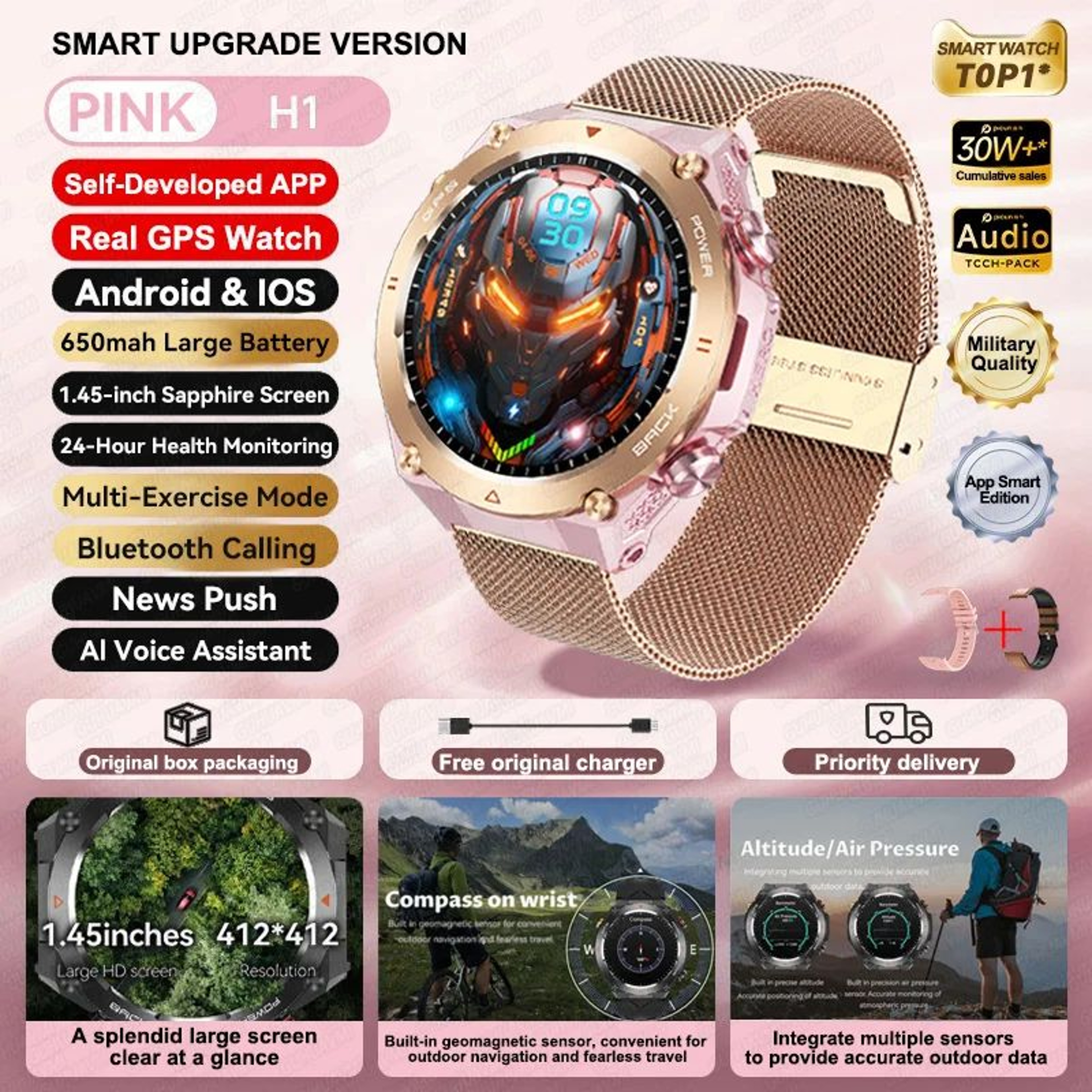 2025 AMOLED GPS Smart Watch  Bluetooth Call Waterproof Fitness Tracker For Men  Women 10