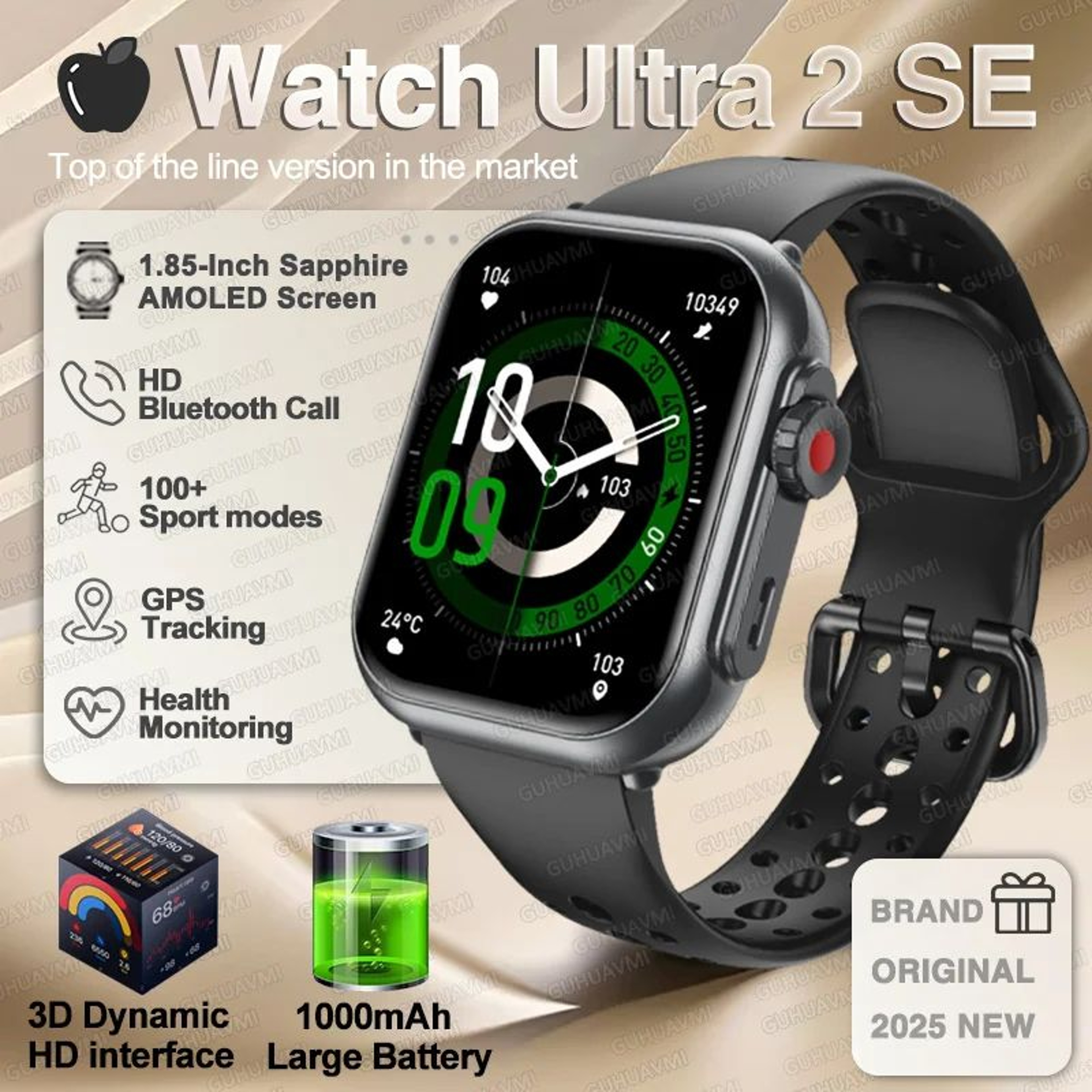 Ultra 2 SE AMOLED Smart Watch  GPS Bluetooth Call Waterproof Fitness Tracker For Men  Women 6