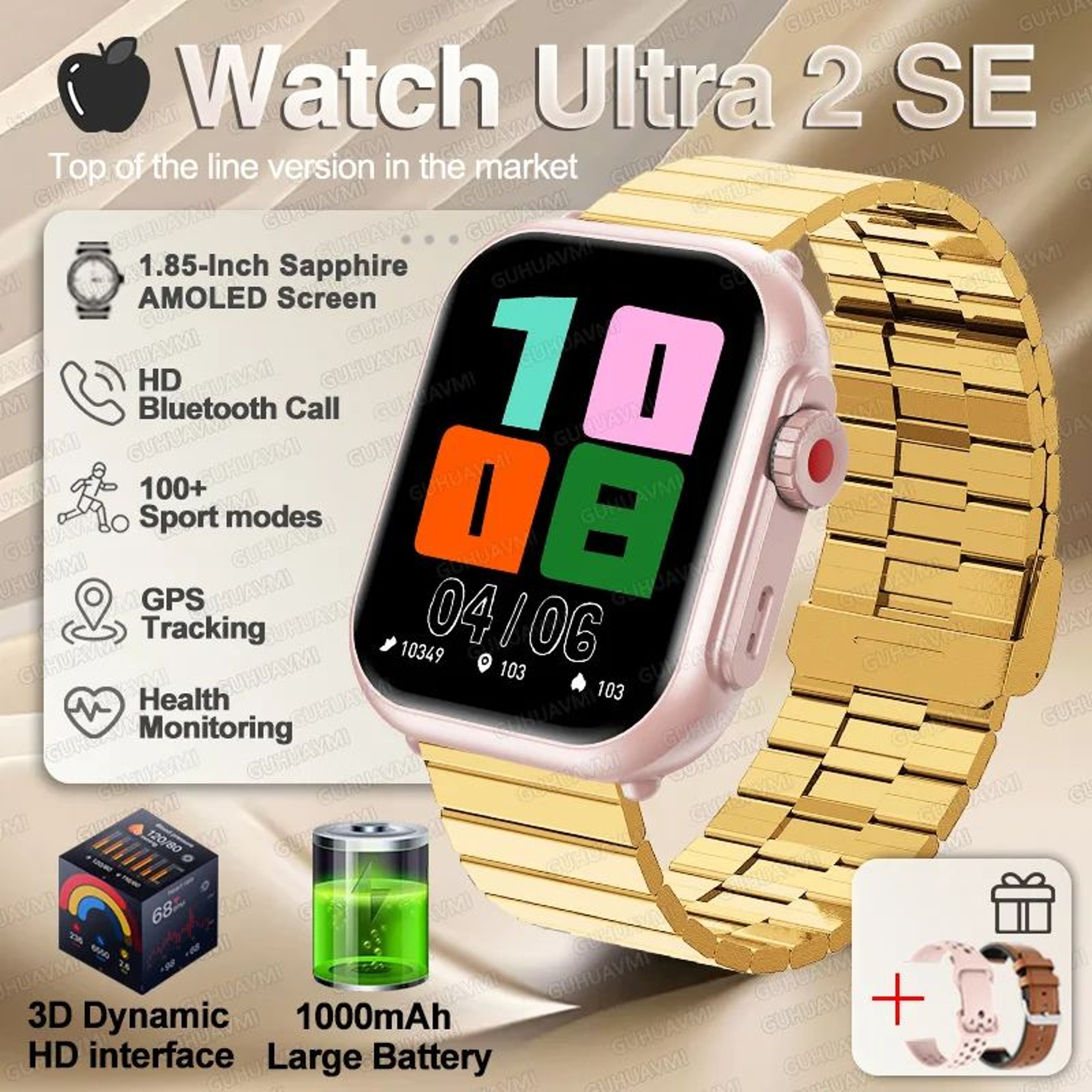 Ultra 2 SE AMOLED Smart Watch  GPS Bluetooth Call Waterproof Fitness Tracker For Men  Women 19