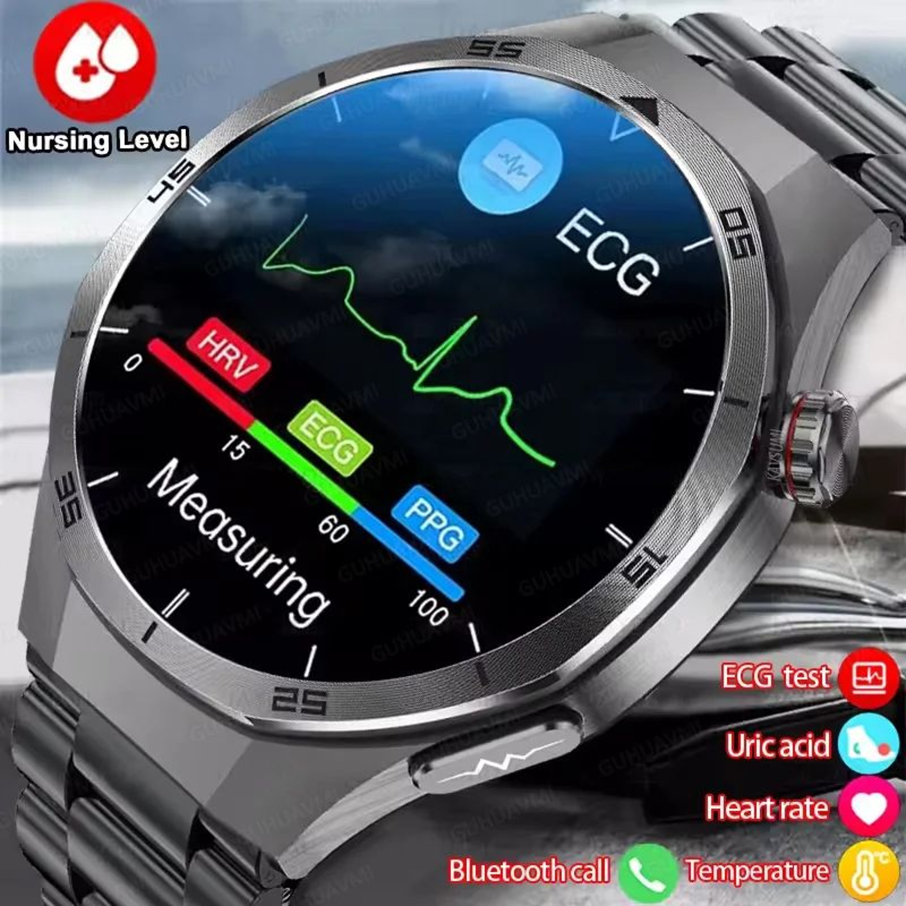 2025 ECG Health Smart Watch  AMOLED Bluetooth Call Fitness Tracker With NFC  Wellness Monitoring 1