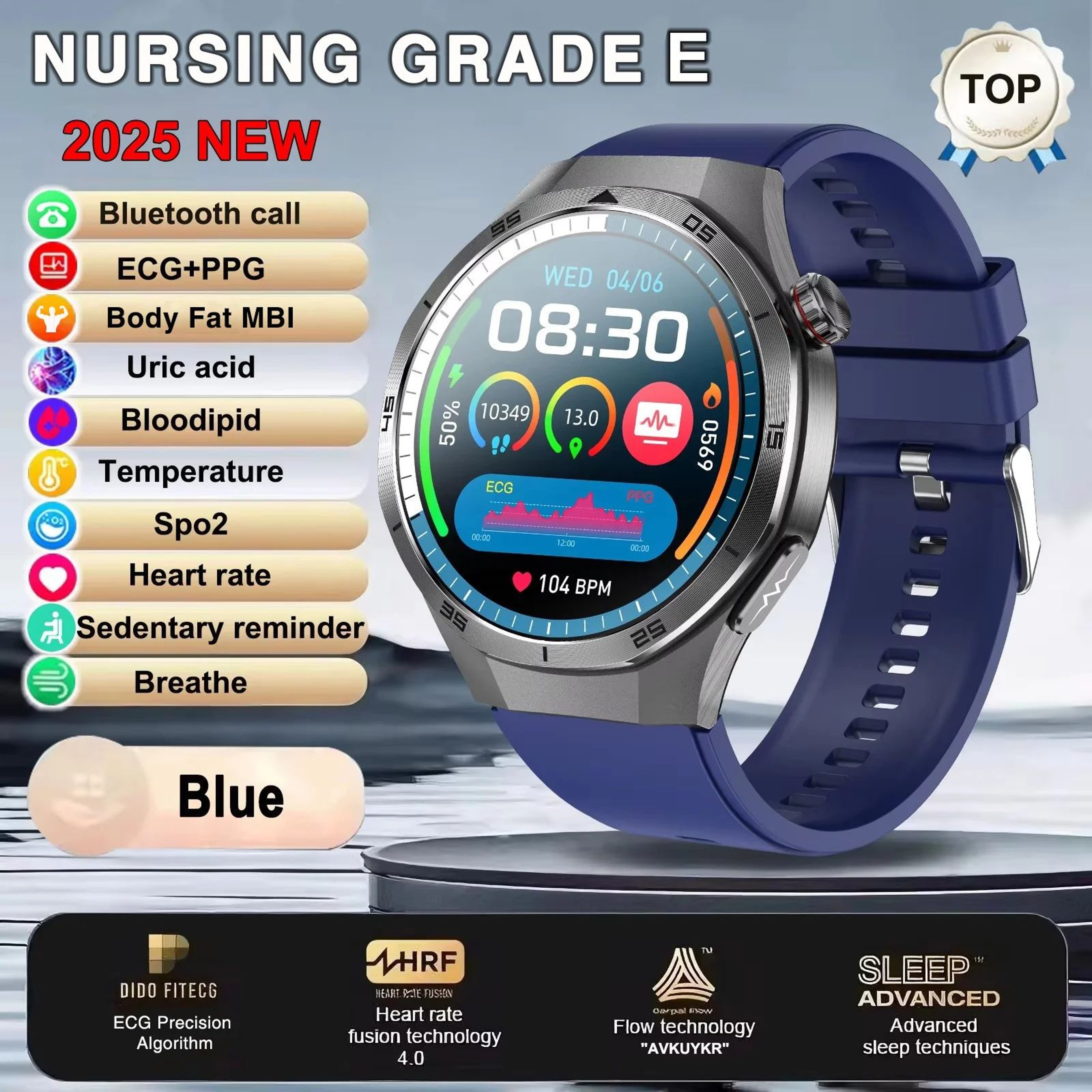2025 ECG Health Smart Watch  AMOLED Bluetooth Call Fitness Tracker With NFC  Wellness Monitoring 6