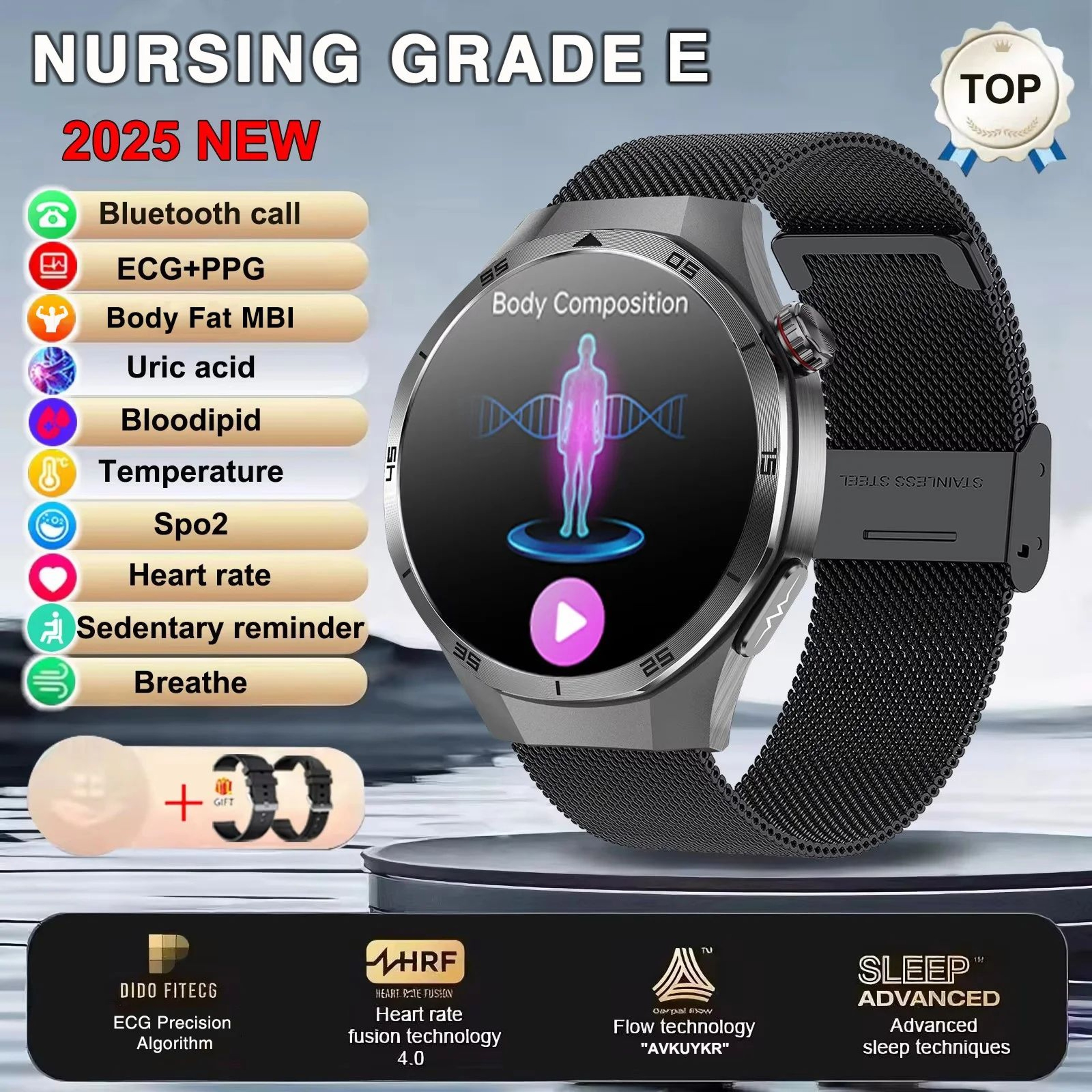 2025 ECG Health Smart Watch  AMOLED Bluetooth Call Fitness Tracker With NFC  Wellness Monitoring 10