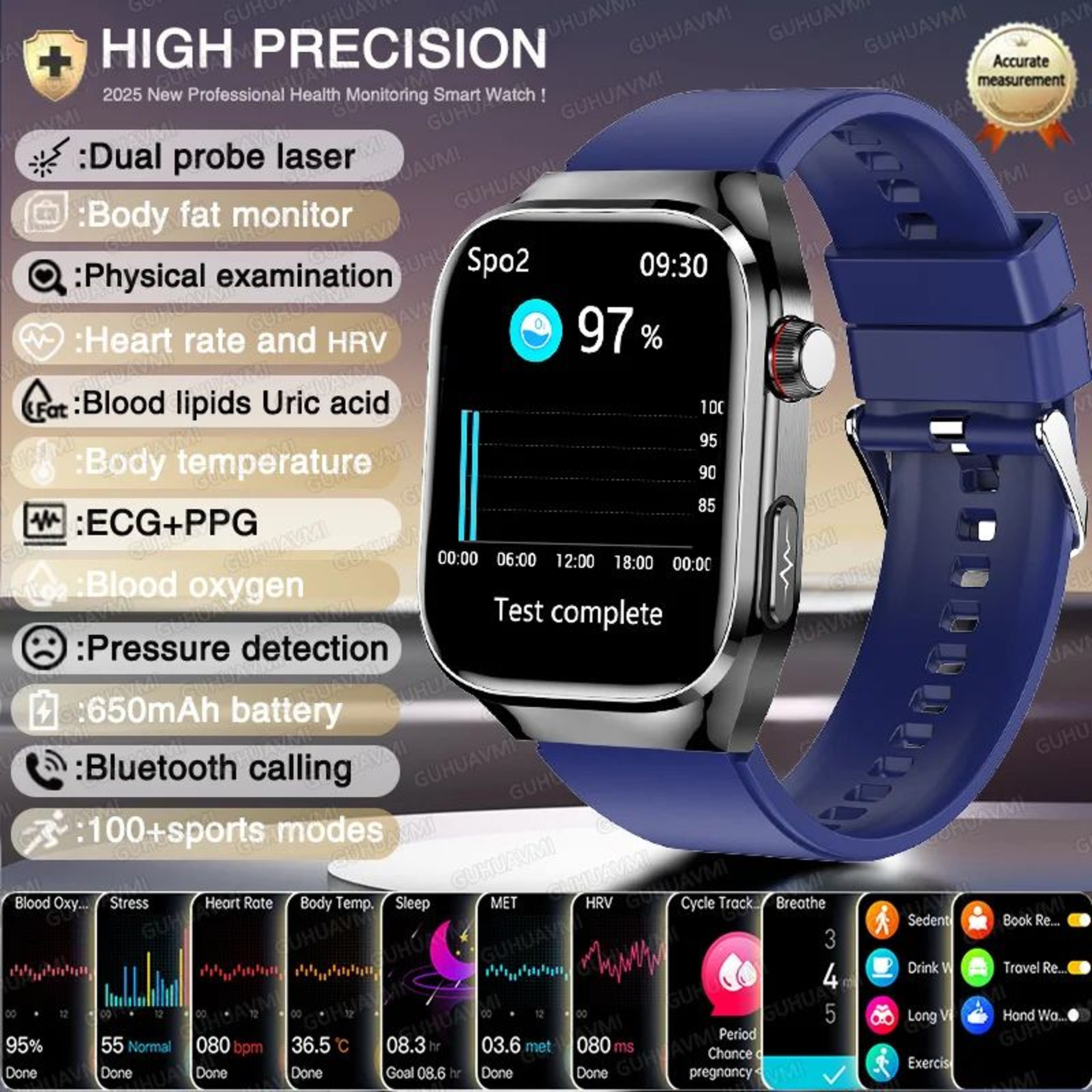 2026 AI Health Smart Watch  AMOLED Bluetooth Call Fitness Tracker With ECG  Wellness Monitoring 8
