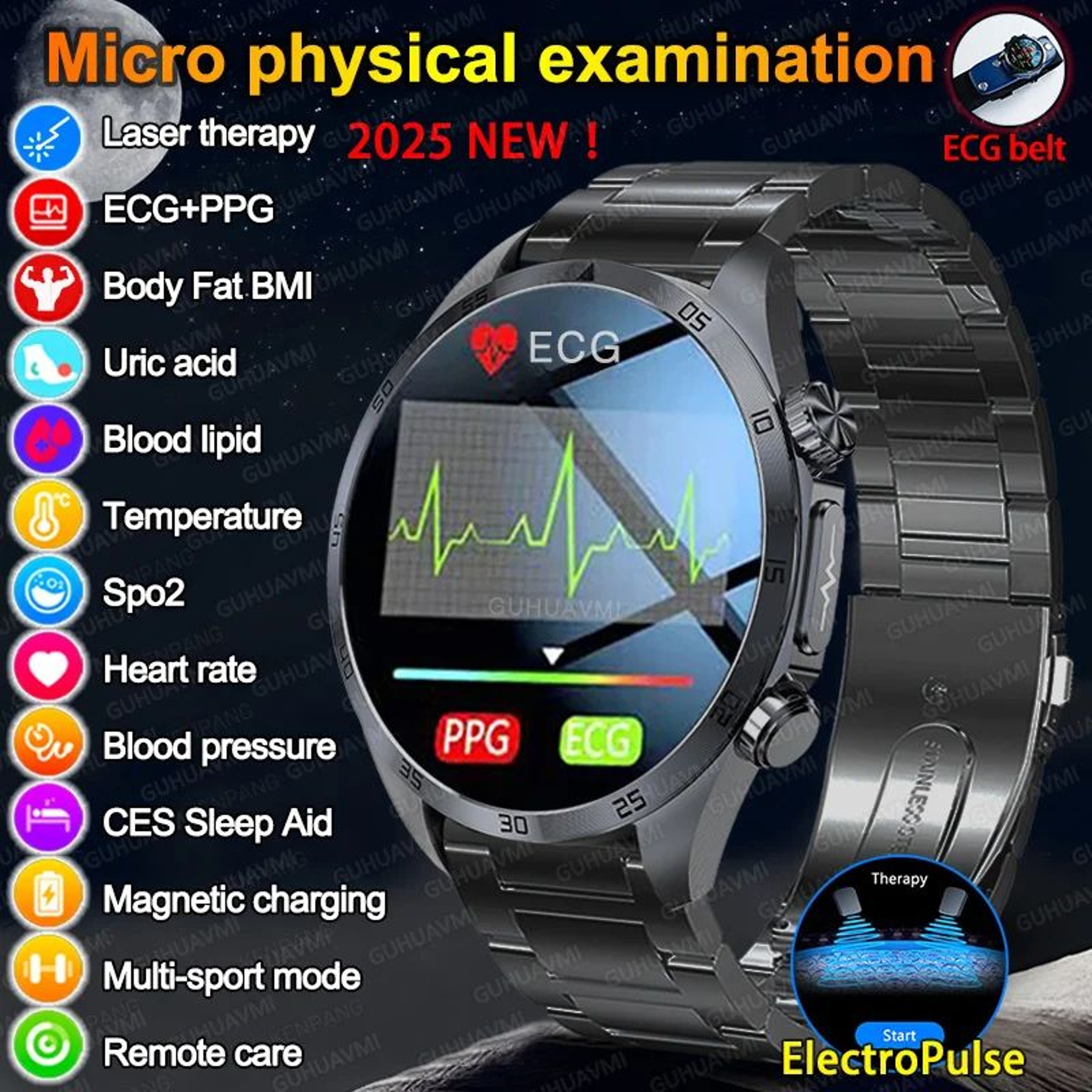 2026 ECG Health Smart Watch  AMOLED Bluetooth Call Fitness Tracker With Wellness Monitoring 0