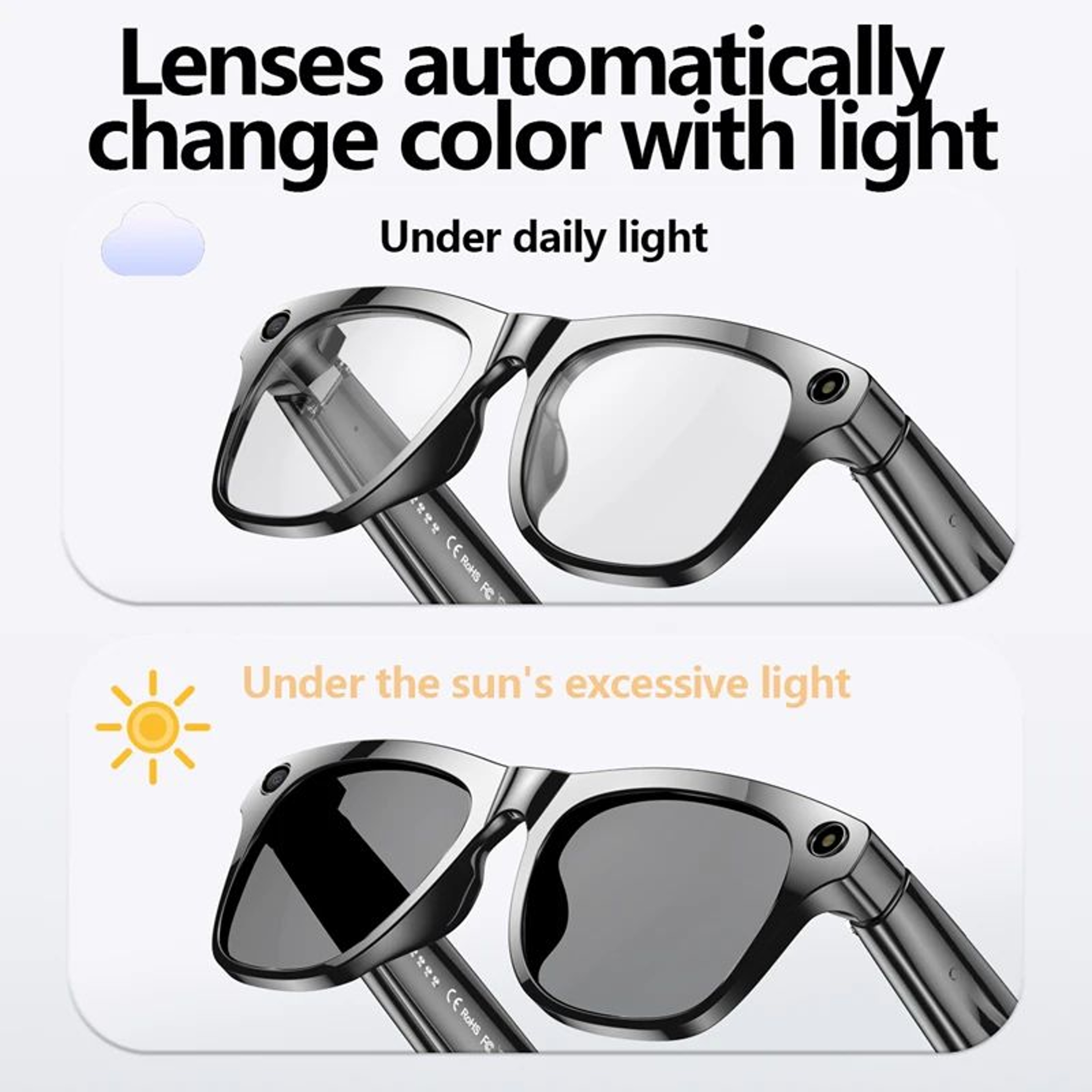 800W AI Smart Bluetooth Glasses  HD Camera Voice Call Translation Sunglasses 1
