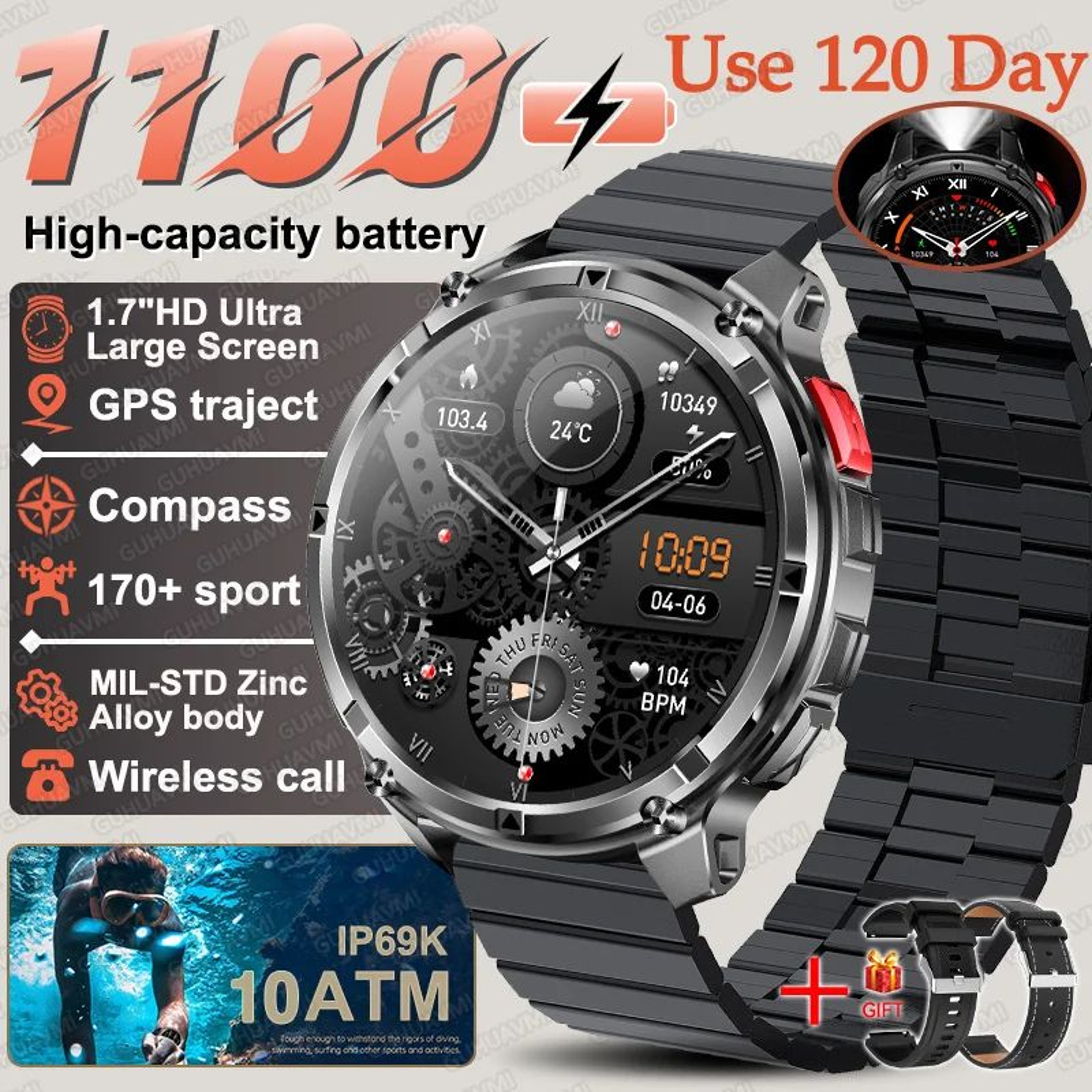 2026 TRex3 Pro Military GPS Smart Watch  1100mAh Rugged AMOLED Fitness Tracker With Bluetooth Call 19