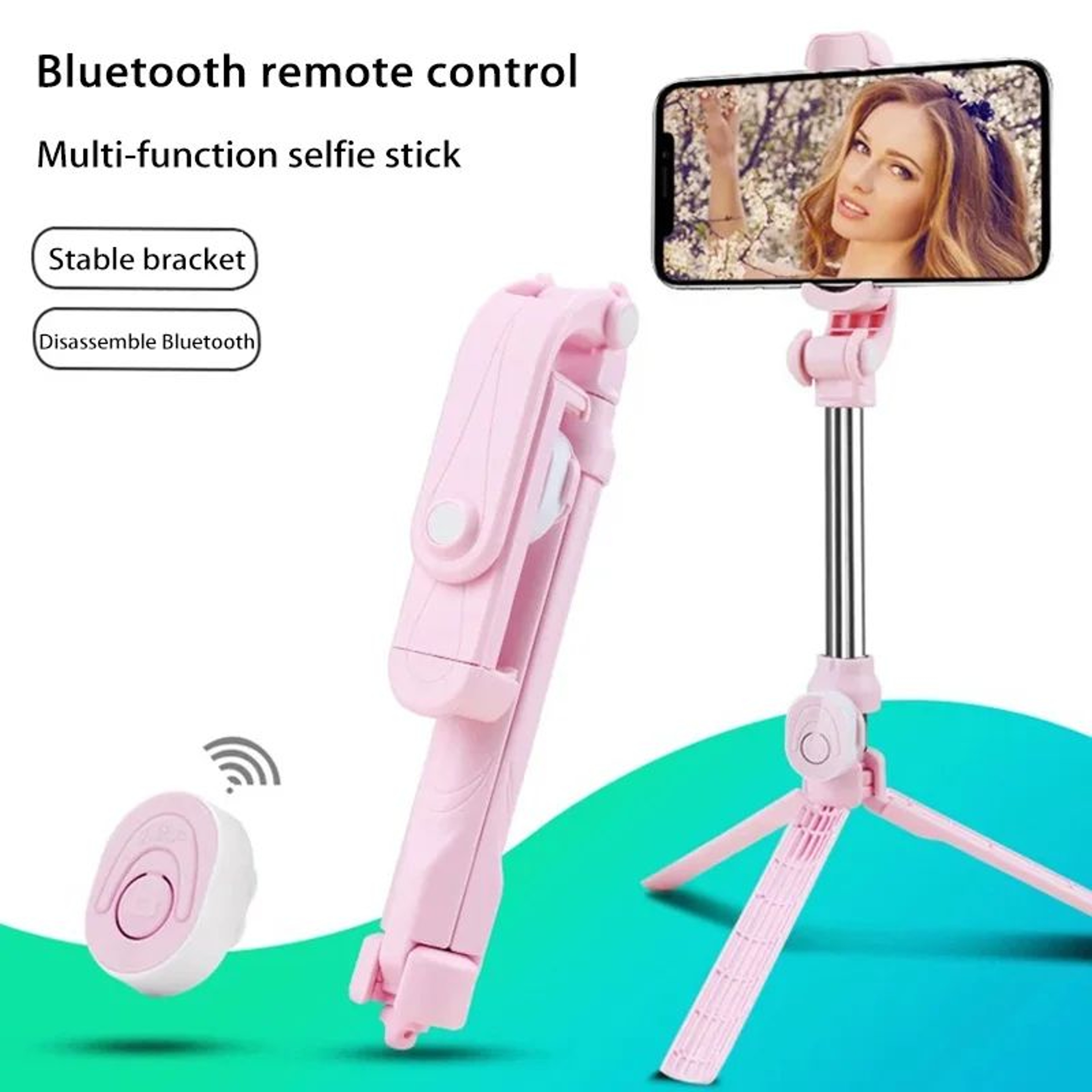 Portable Wireless Selfie Stick Tripod With Bluetooth Remote For IPhone  Android 0