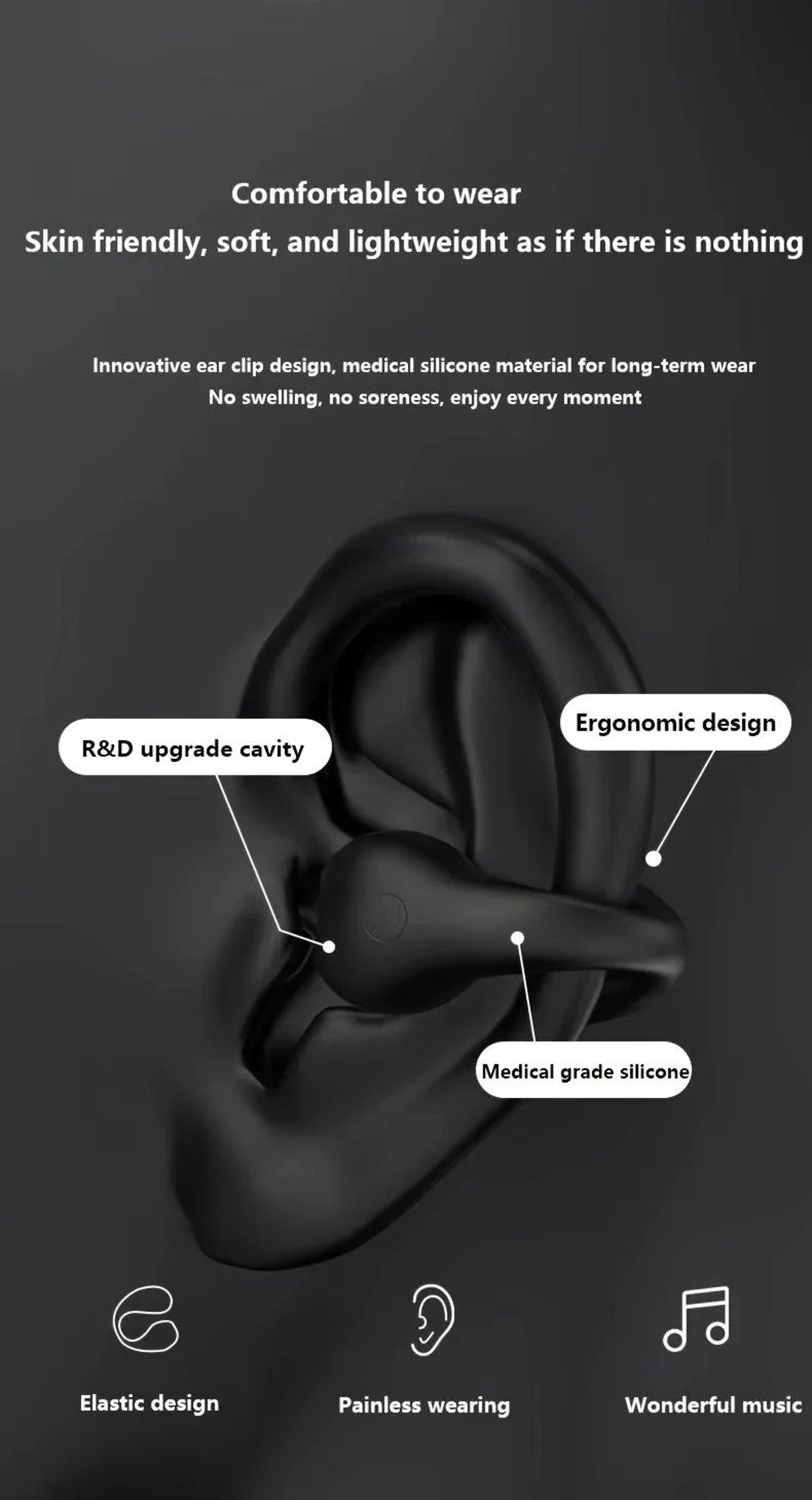 S22 X22 ANC Bluetooth Wireless Earbuds  Clip Ear Sports TWS Earphones With Digital Display 3