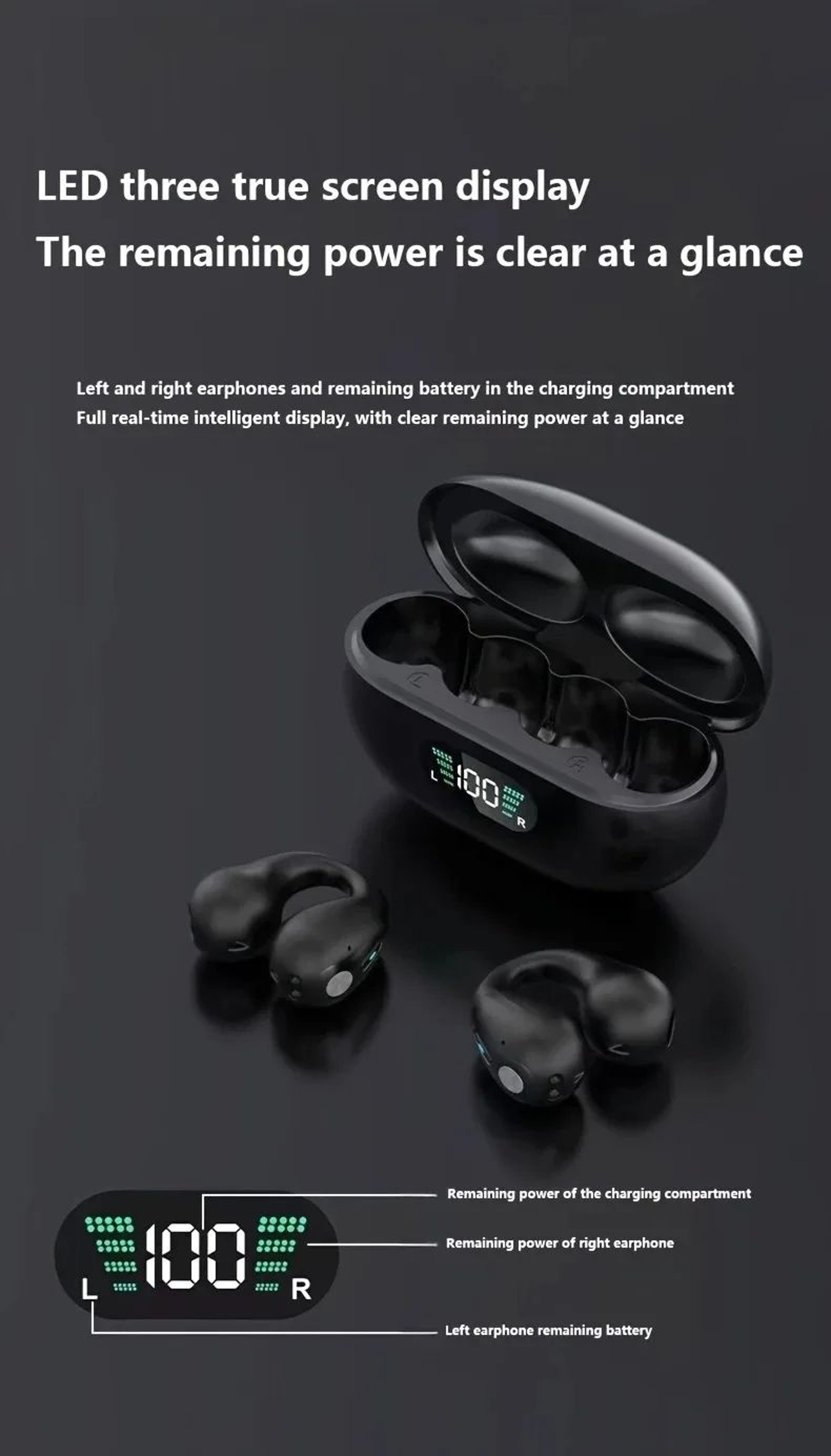 S22 X22 ANC Bluetooth Wireless Earbuds  Clip Ear Sports TWS Earphones With Digital Display 4
