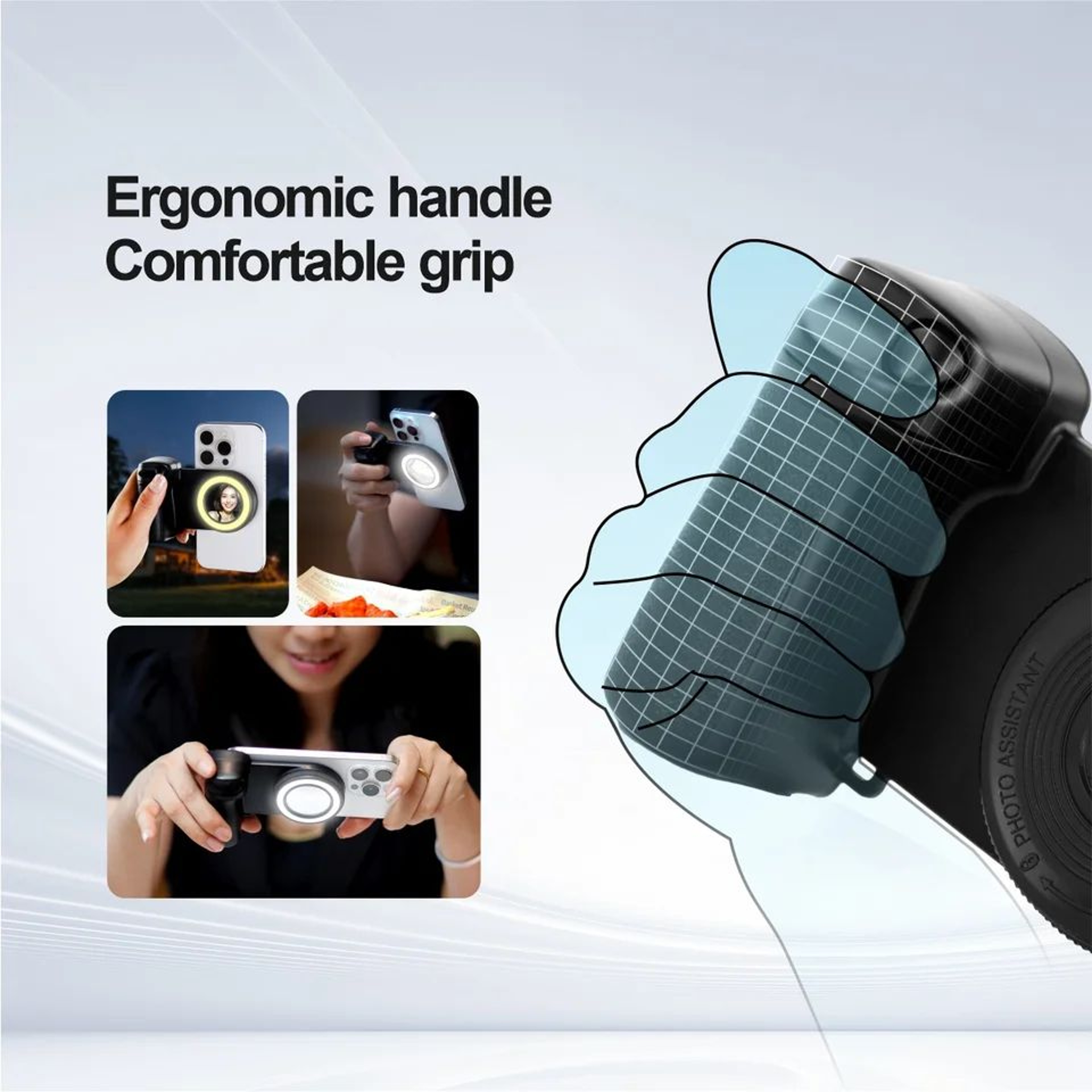 Magnetic Bluetooth Camera Handle Grip  AntiShake Smartphone Selfie Grip With Fill Light  Remote 4