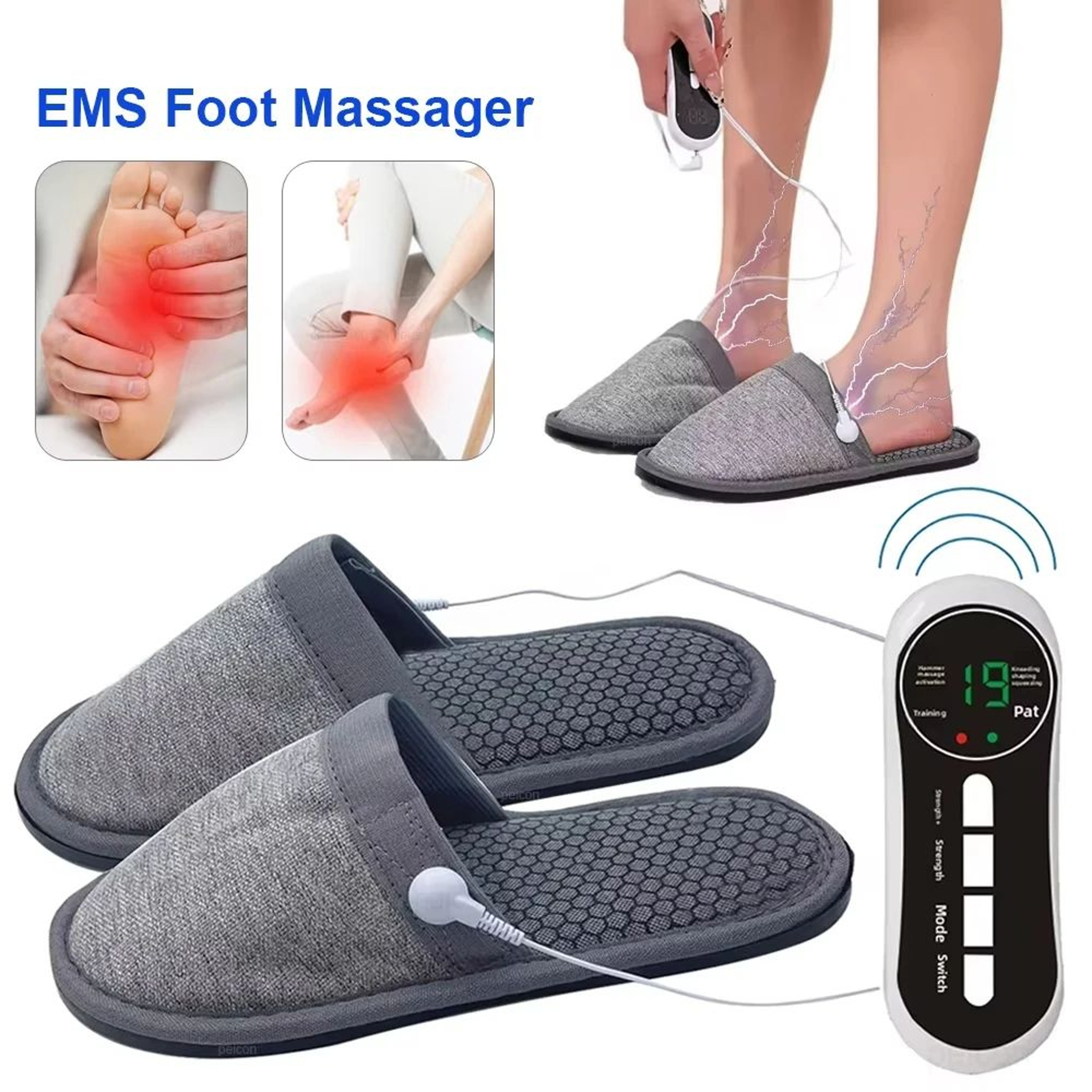 EMS Foot Massager Slippers  Electric Pulse Massage Shoes With Remote Control  Pain Relief Therapy 0