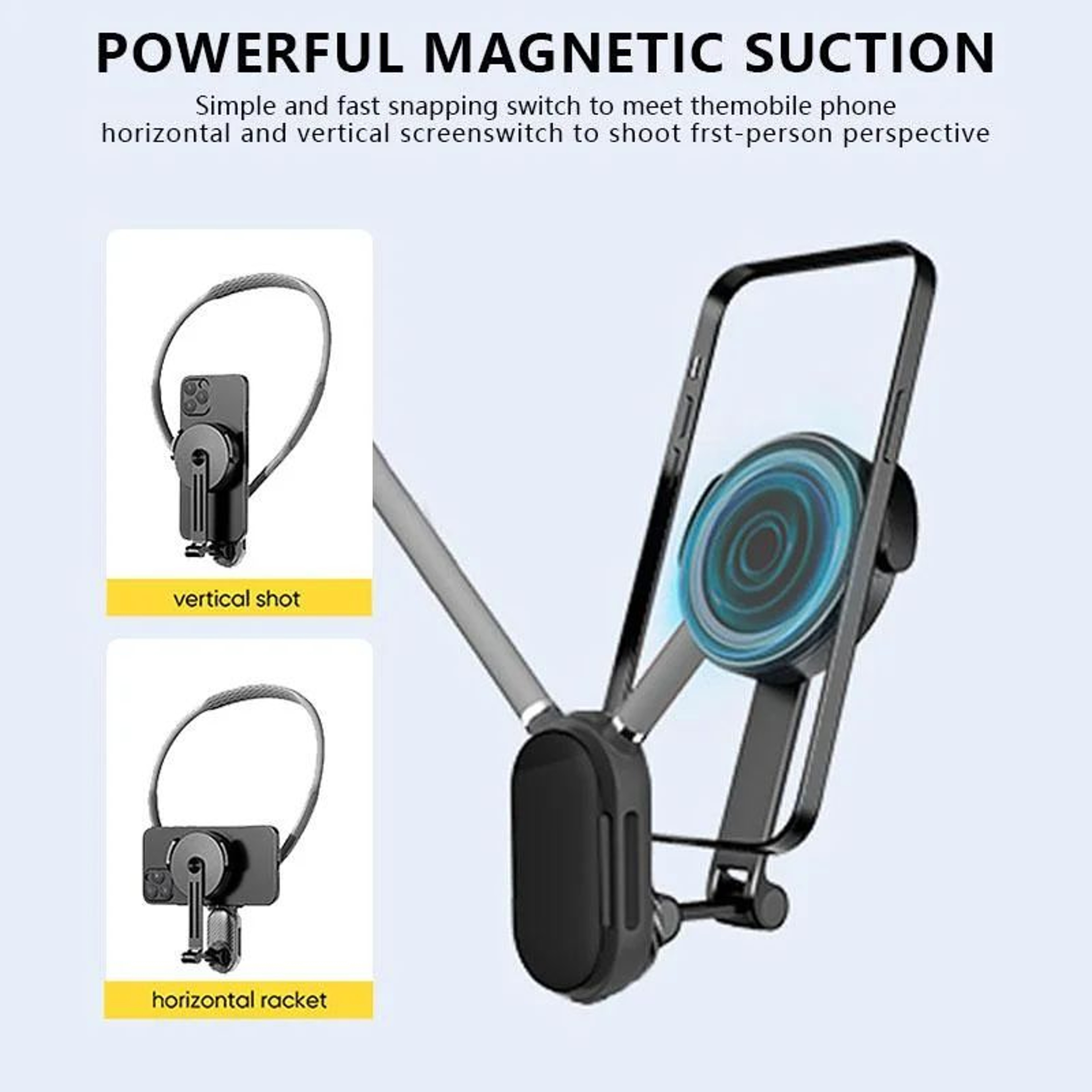 Magnetic Neck Mount Phone Holder  Silicone Quick Release Mobile Video Recording Stand 3