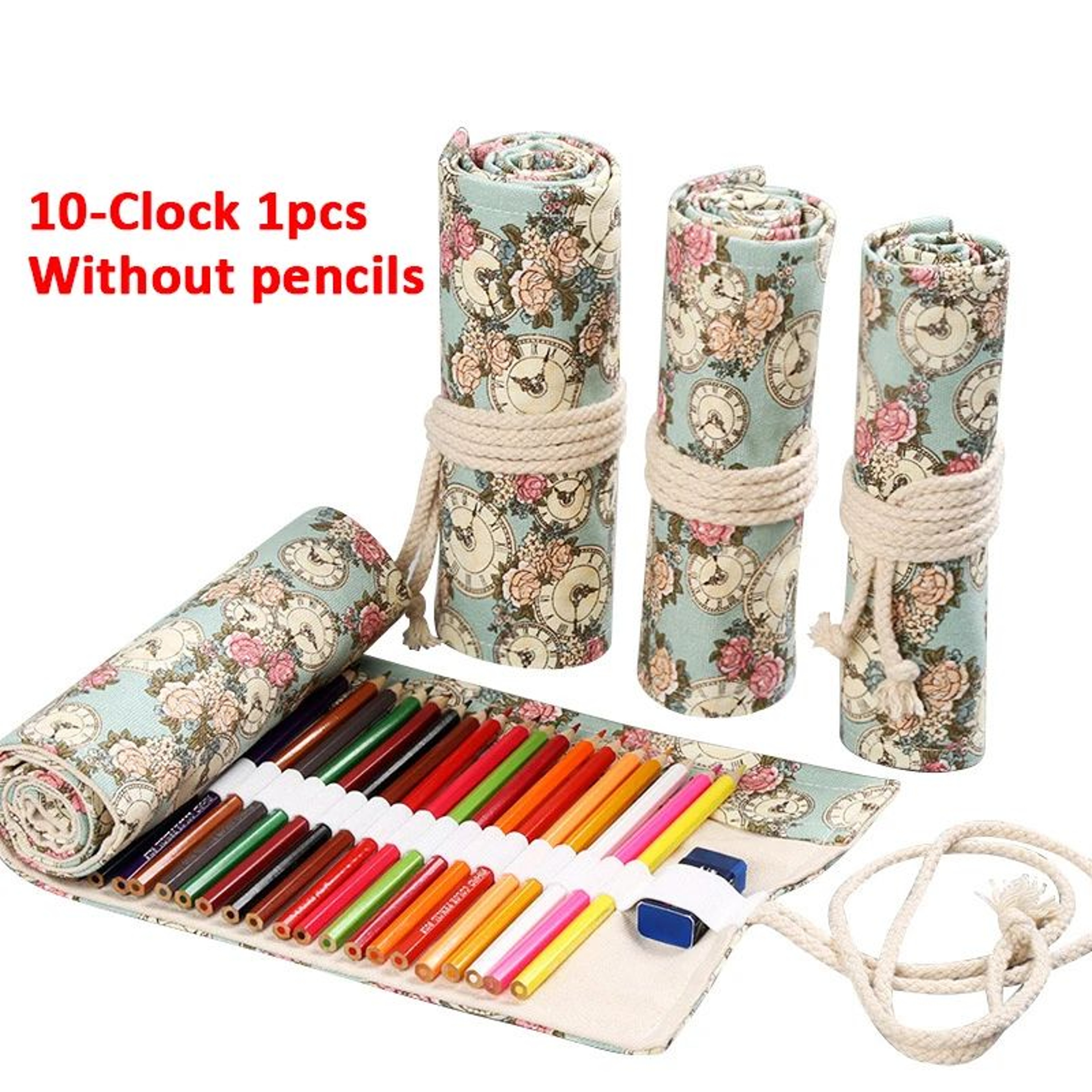 Canvas Roll Up Pencil Case  Portable Brush Pen Organizer  Cute Stationery Holder 12