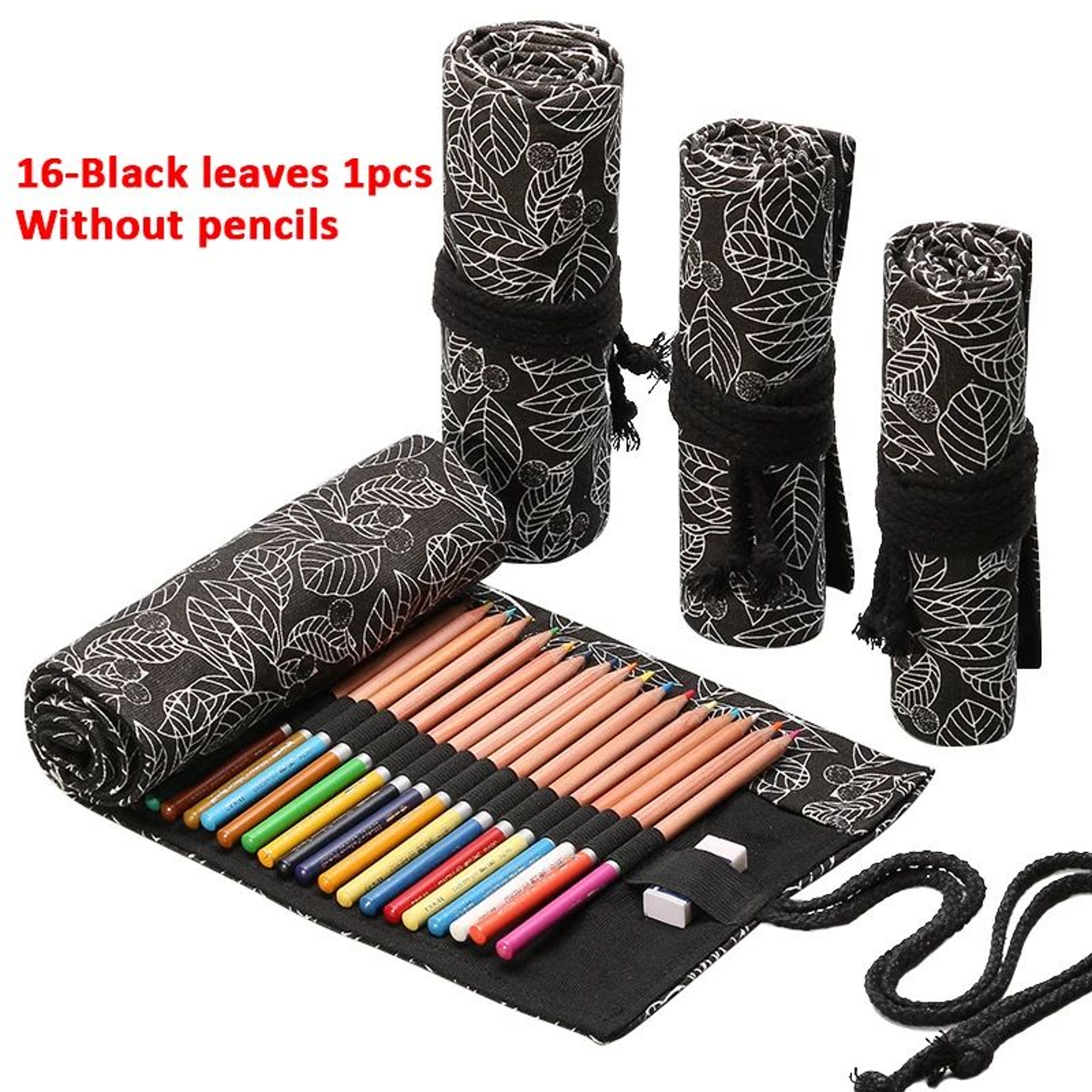 Canvas Roll Up Pencil Case  Portable Brush Pen Organizer  Cute Stationery Holder 19