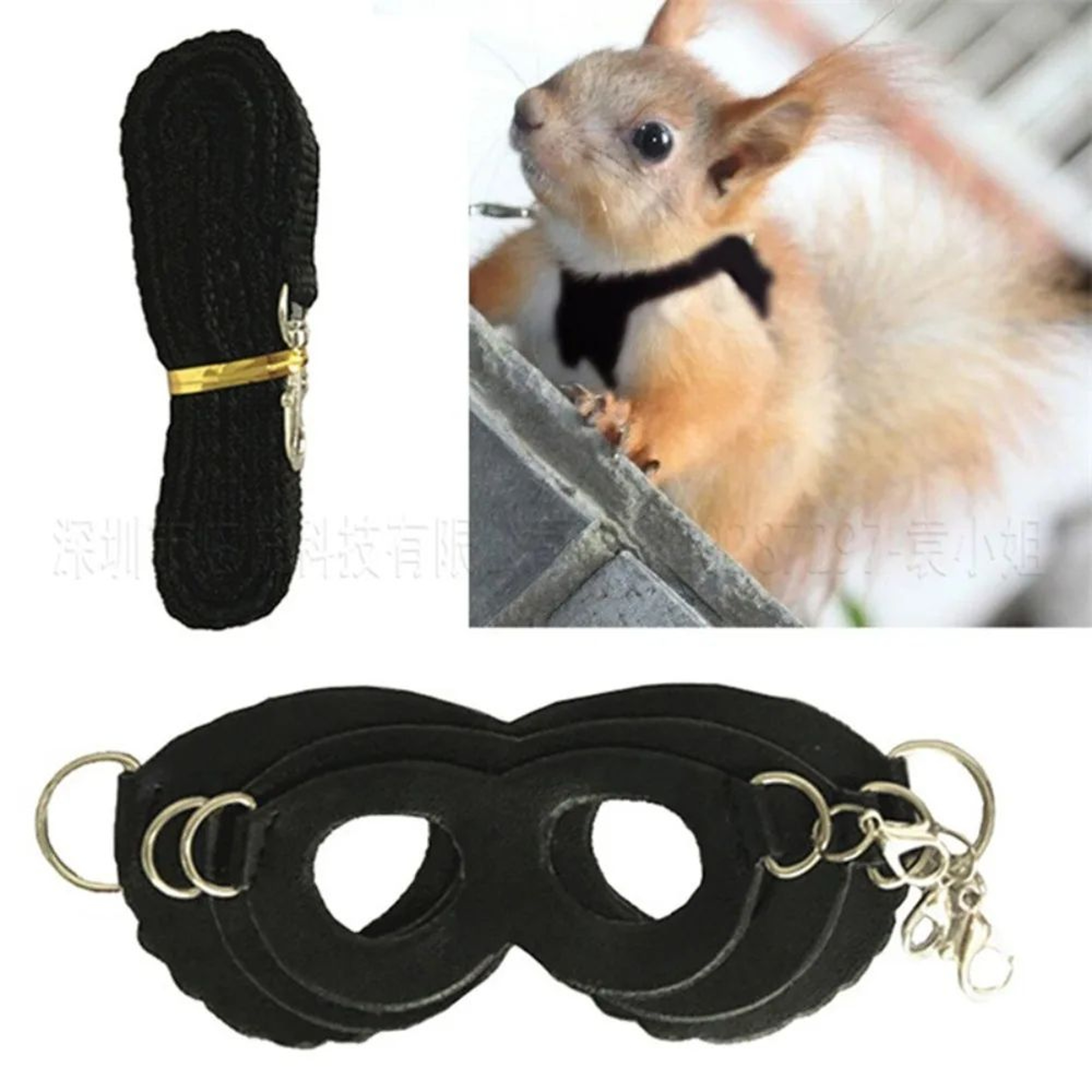 3 Pcs PU Leather Hamster Harness  AntiLost Leash Set  Windproof Small Pet Chest Strap 2