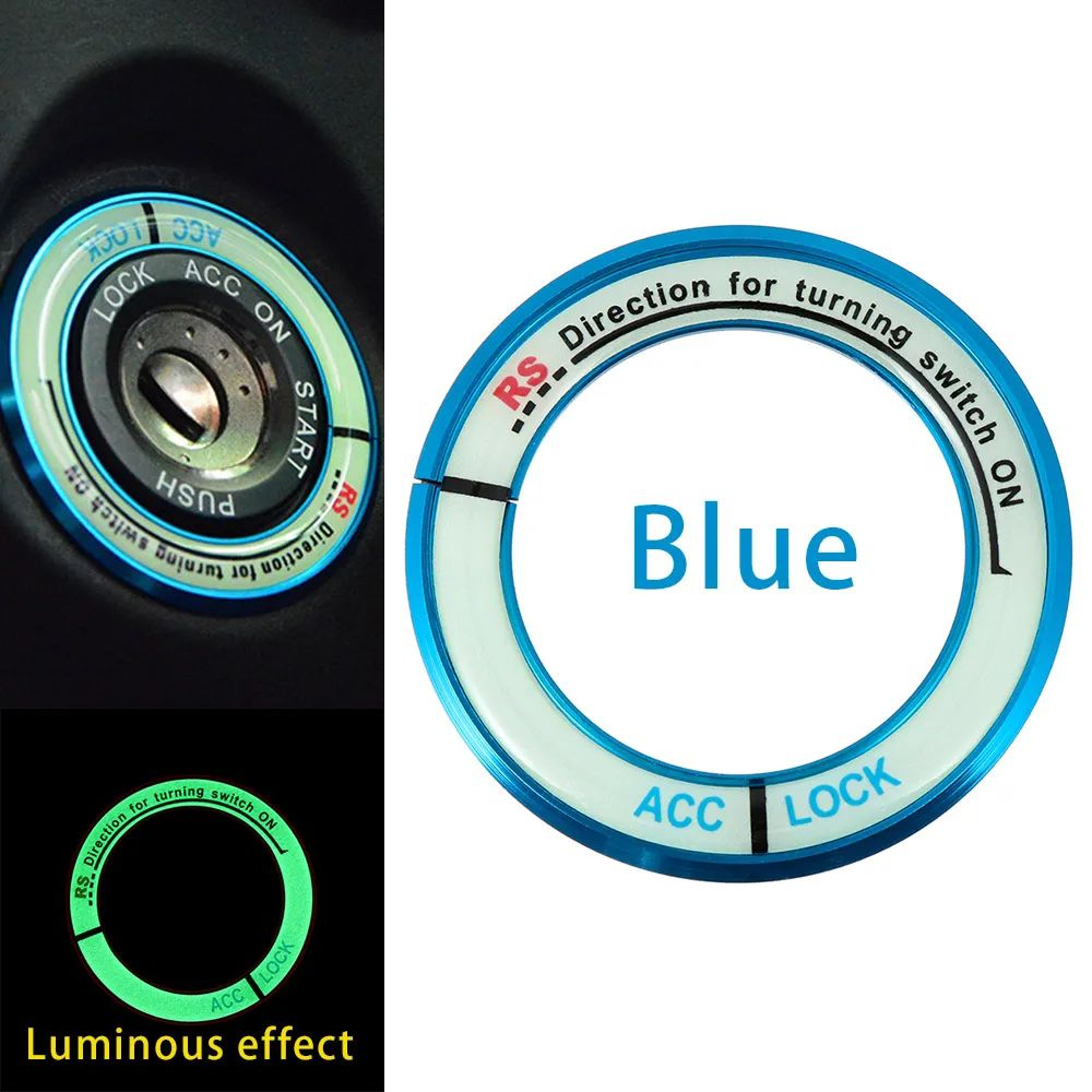 Luminous Aluminum Alloy Car Ignition Switch Cover Ring  Interior Push Start Button Sticker For Toyo 10