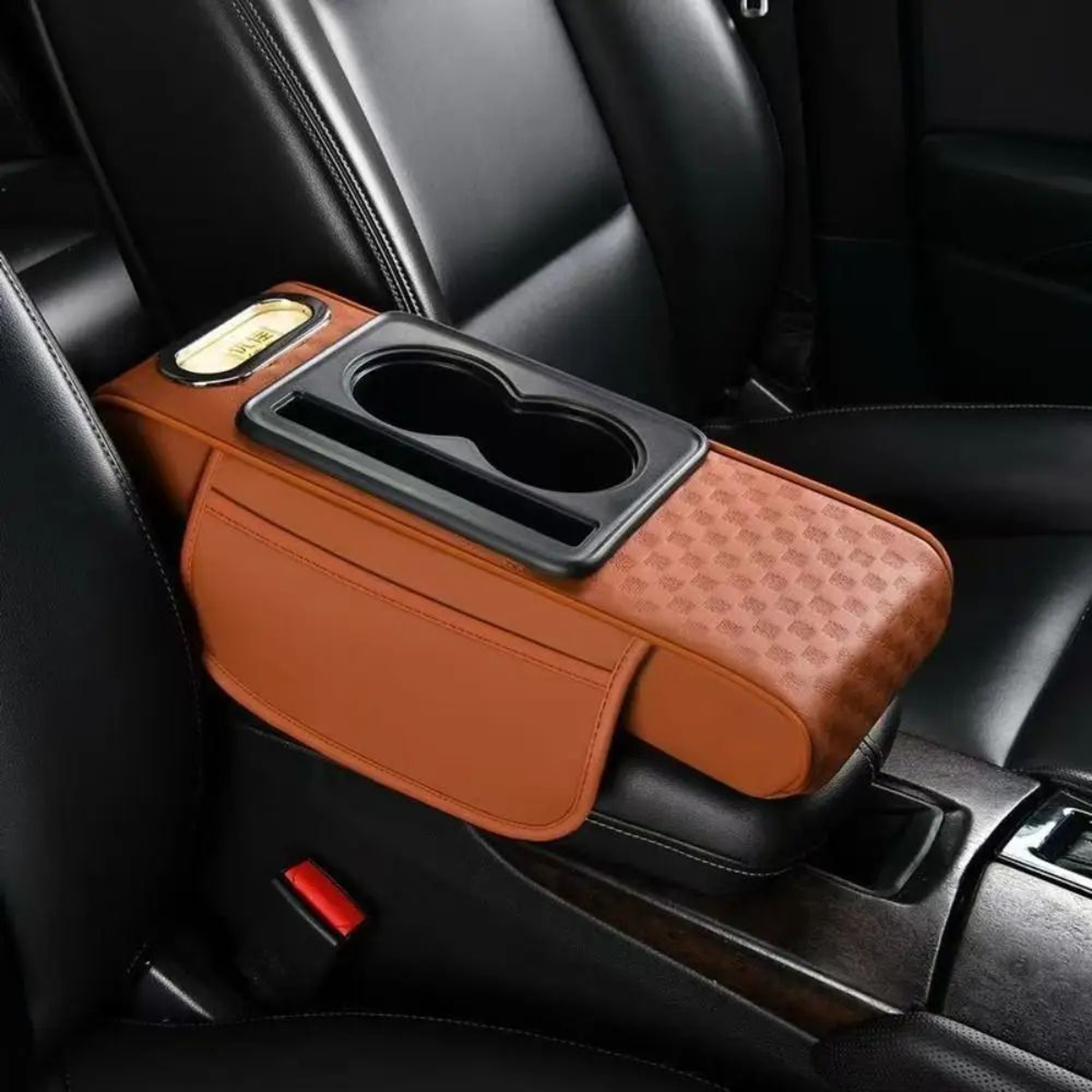 Universal Car Center Console Armrest Cushion  PU Leather Height Increasing Armrest Pad With Cup Hol 4