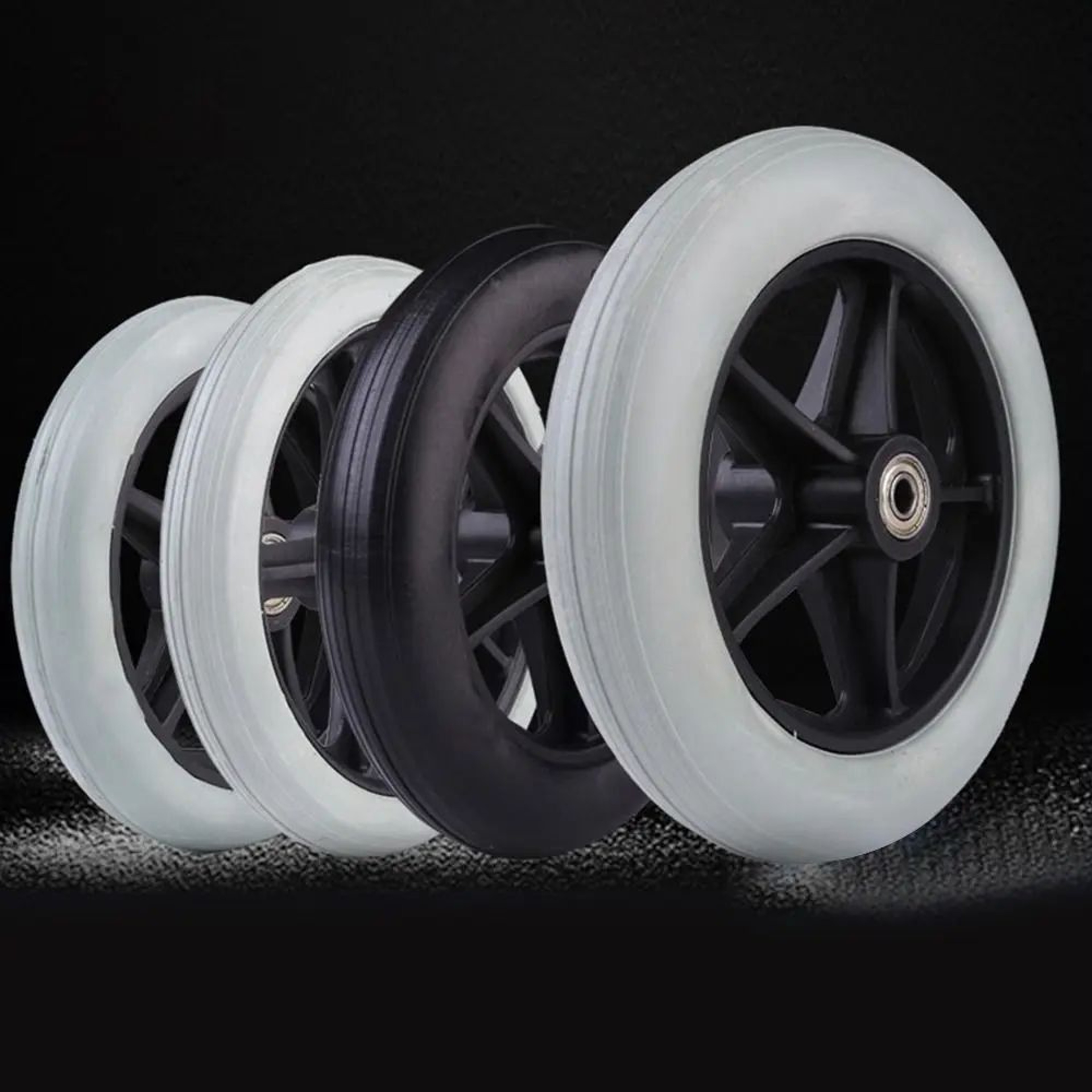 Heavy Duty Wheelchair Front Caster Wheel  Solid Rubber Replacement Tire 4