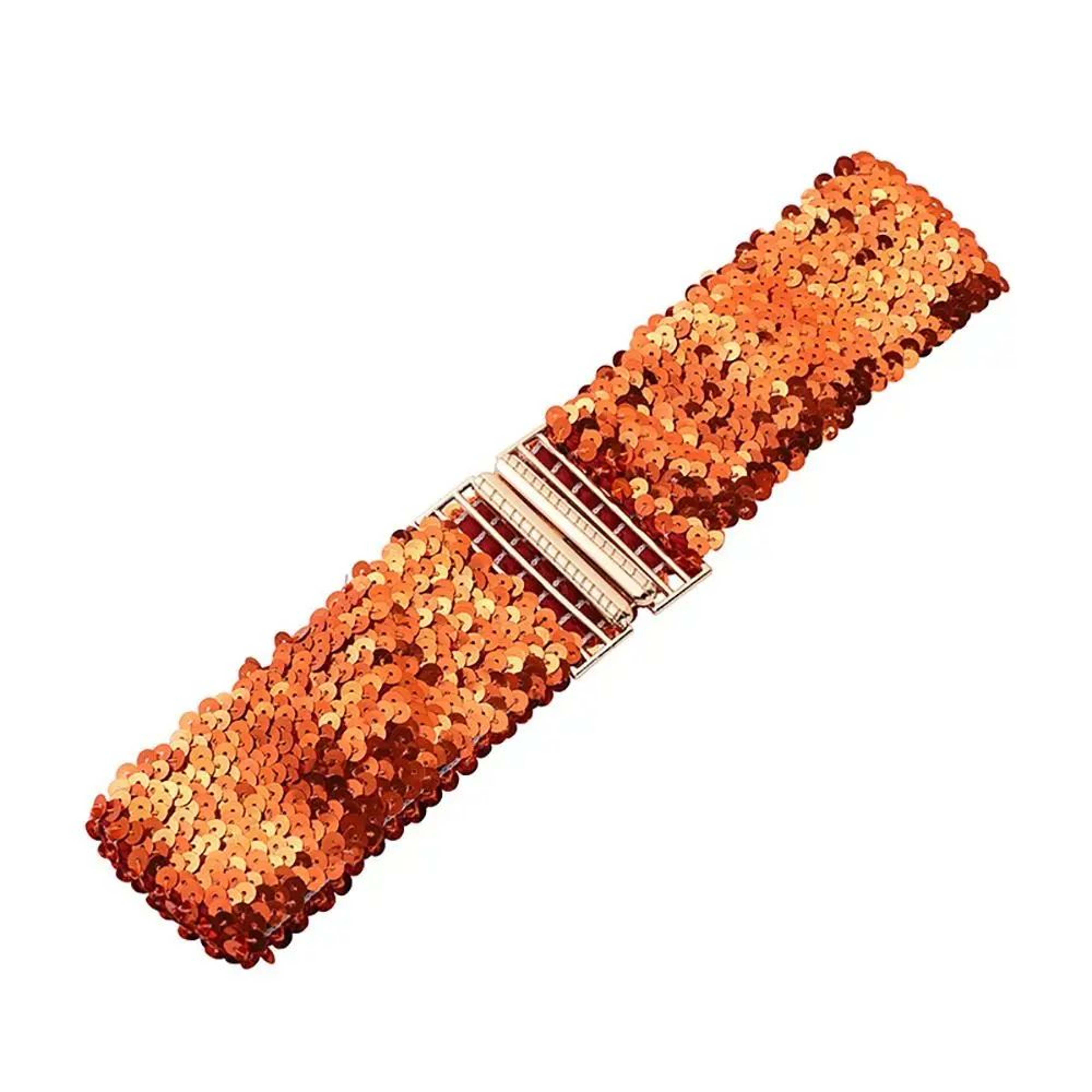 Gold Buckle Stretch Sequin Waist Belt For Women  Wide Elastic Sparkly Corset Waistband 15