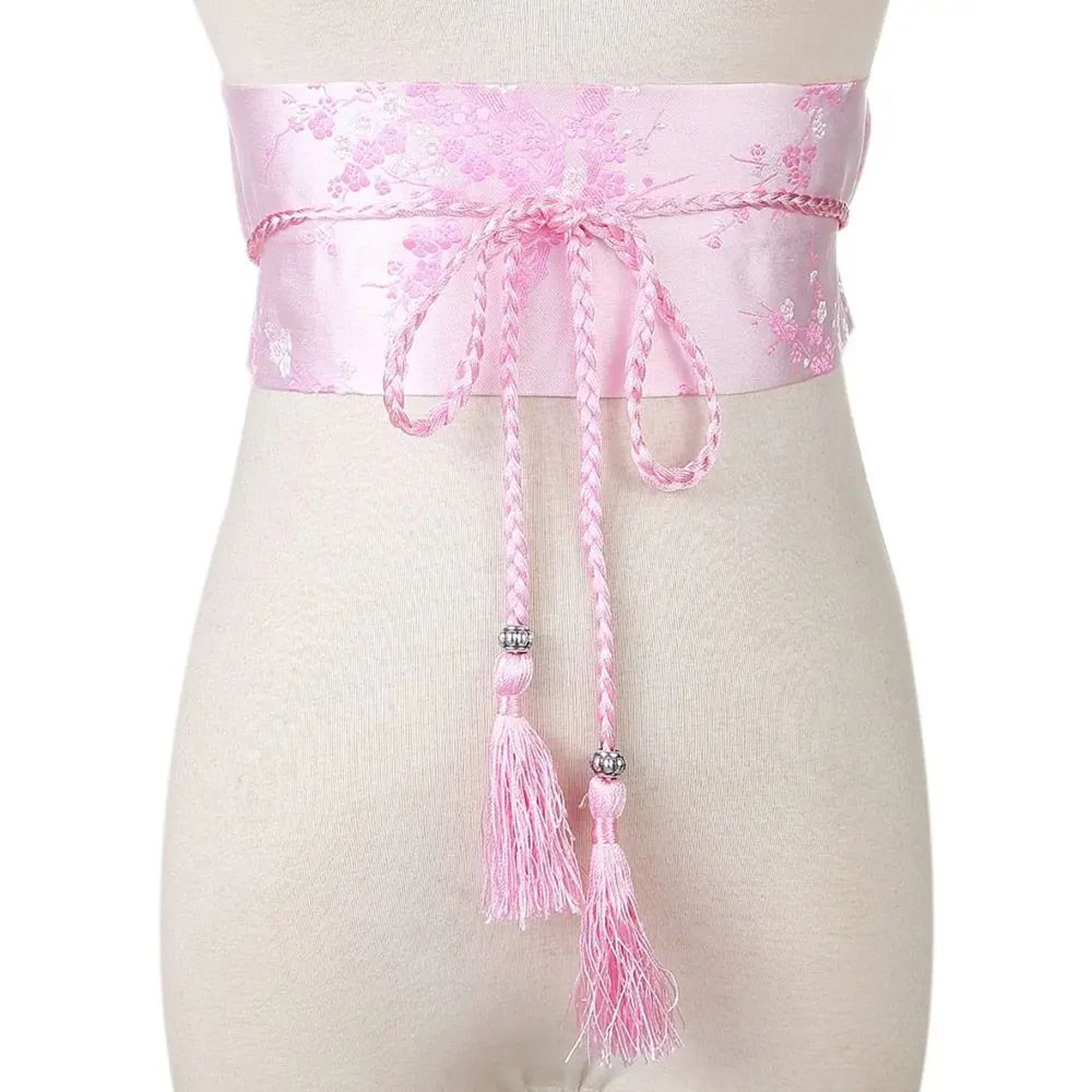 Japanese Wide Corset Obi Belt For Women  Vintage Floral Satin Kimono Waistband Bowknot Cummerbund F 8