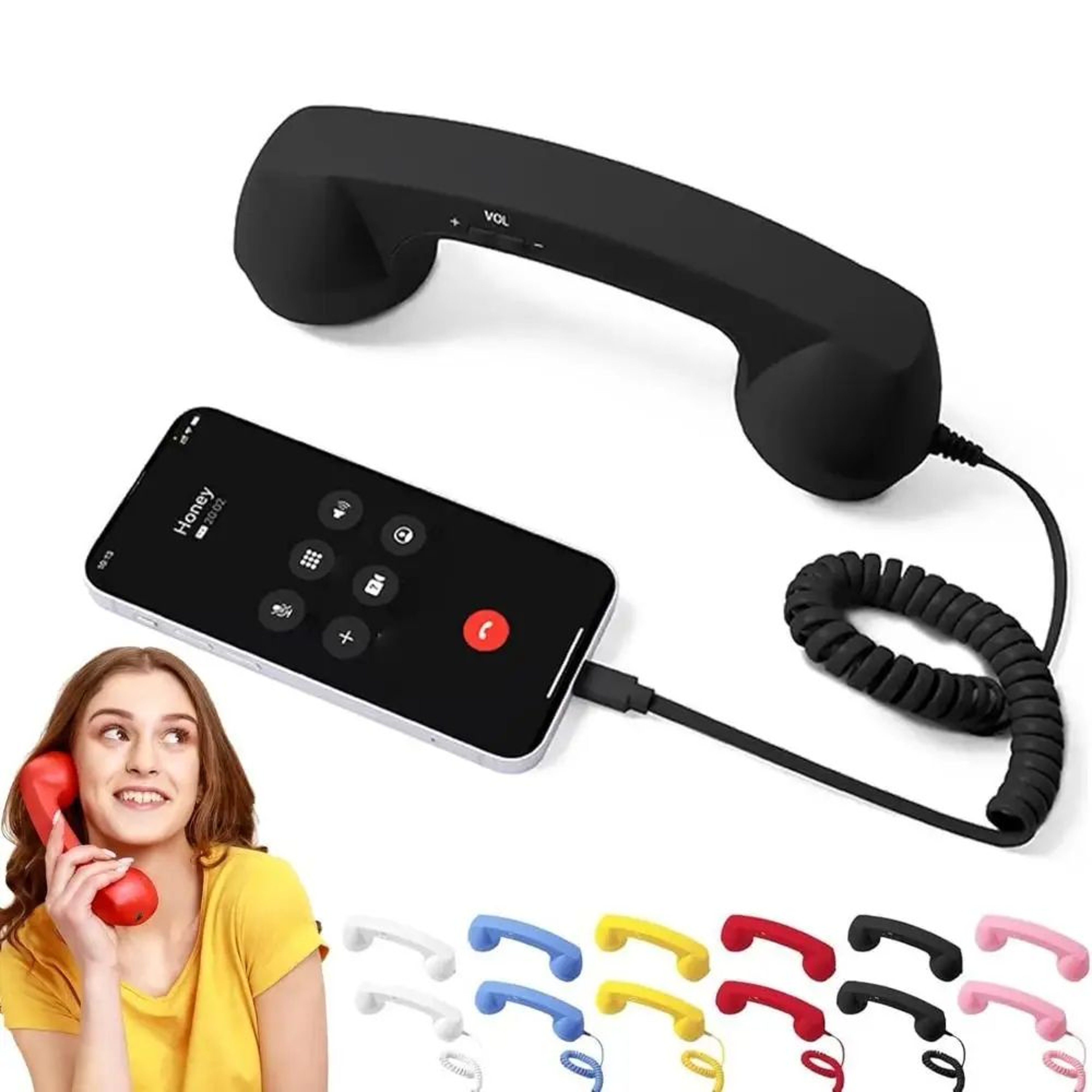 Retro Telephone Handset For Mobile Phone  TypeC Wired Cell Phone Receiver With Microphone  TangleFr 0