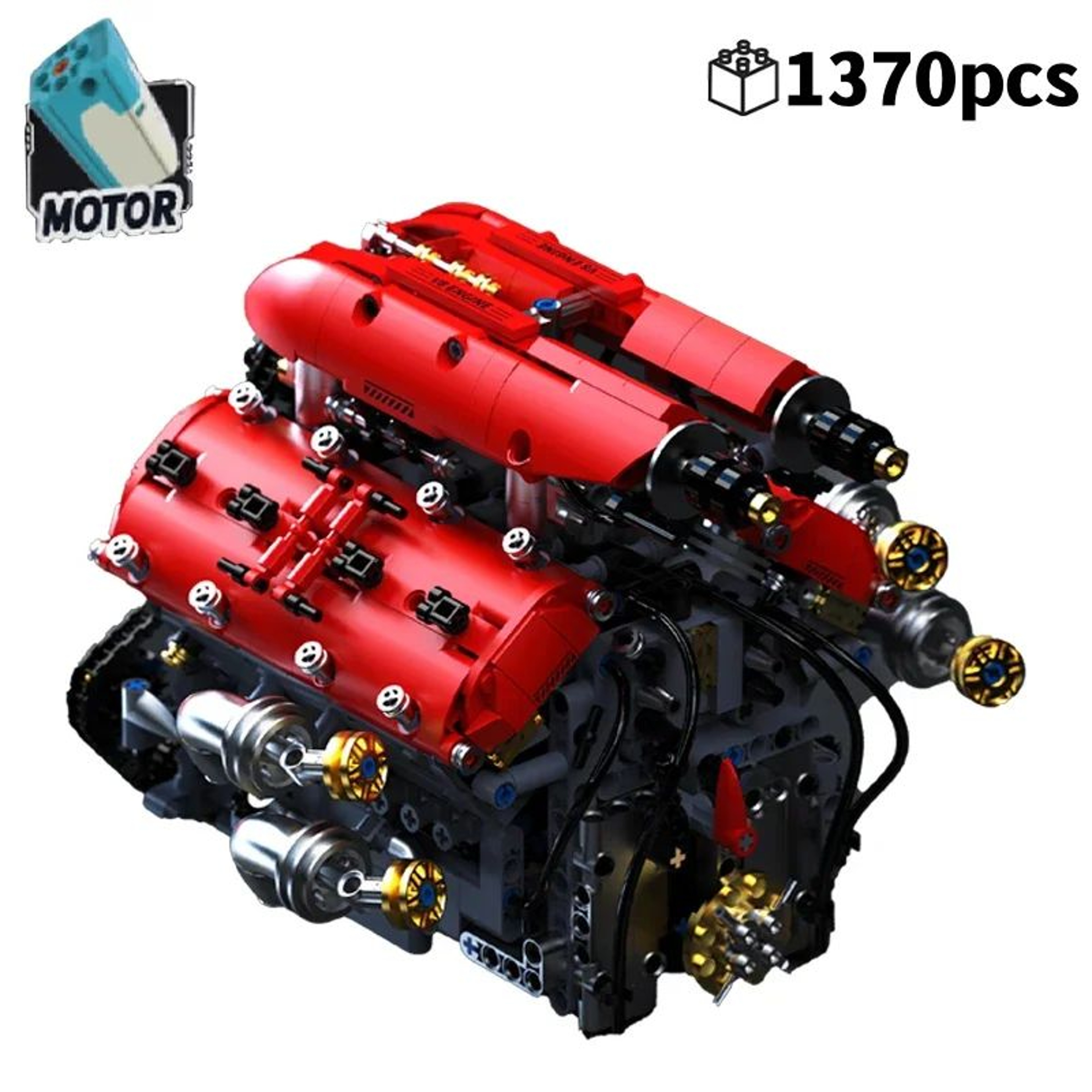 Technical V8 Engine Building Blocks Set  Electric Motor MOC Assembly Bricks Toy 6