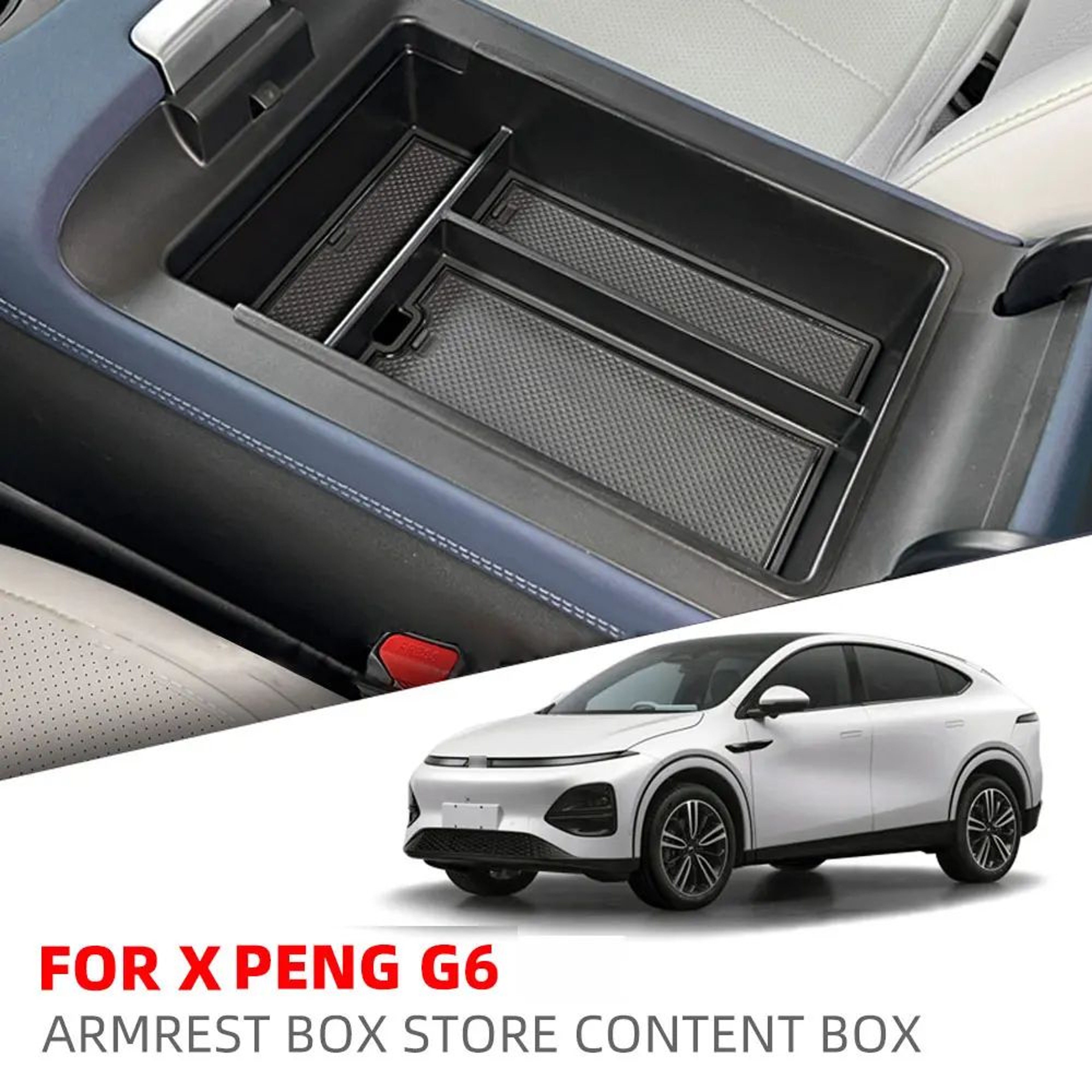 Xpeng G6 Center Console Armrest Storage Box  Interior Organizer Tray With Silicone Mat For X Peng G 0