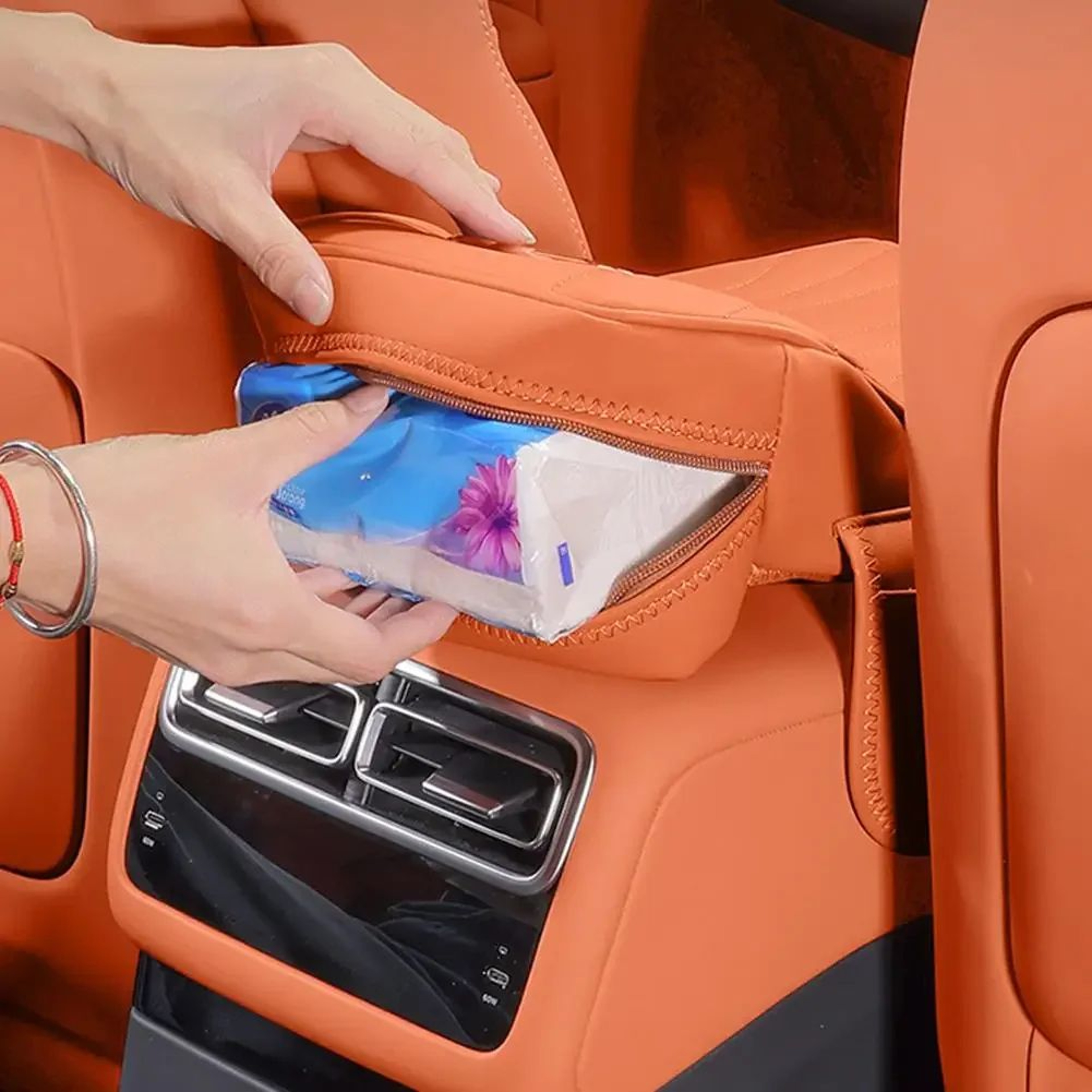 Memory Foam Car Armrest Booster Pad  Universal Leather Center Console Cushion Cover With Storage Po 3