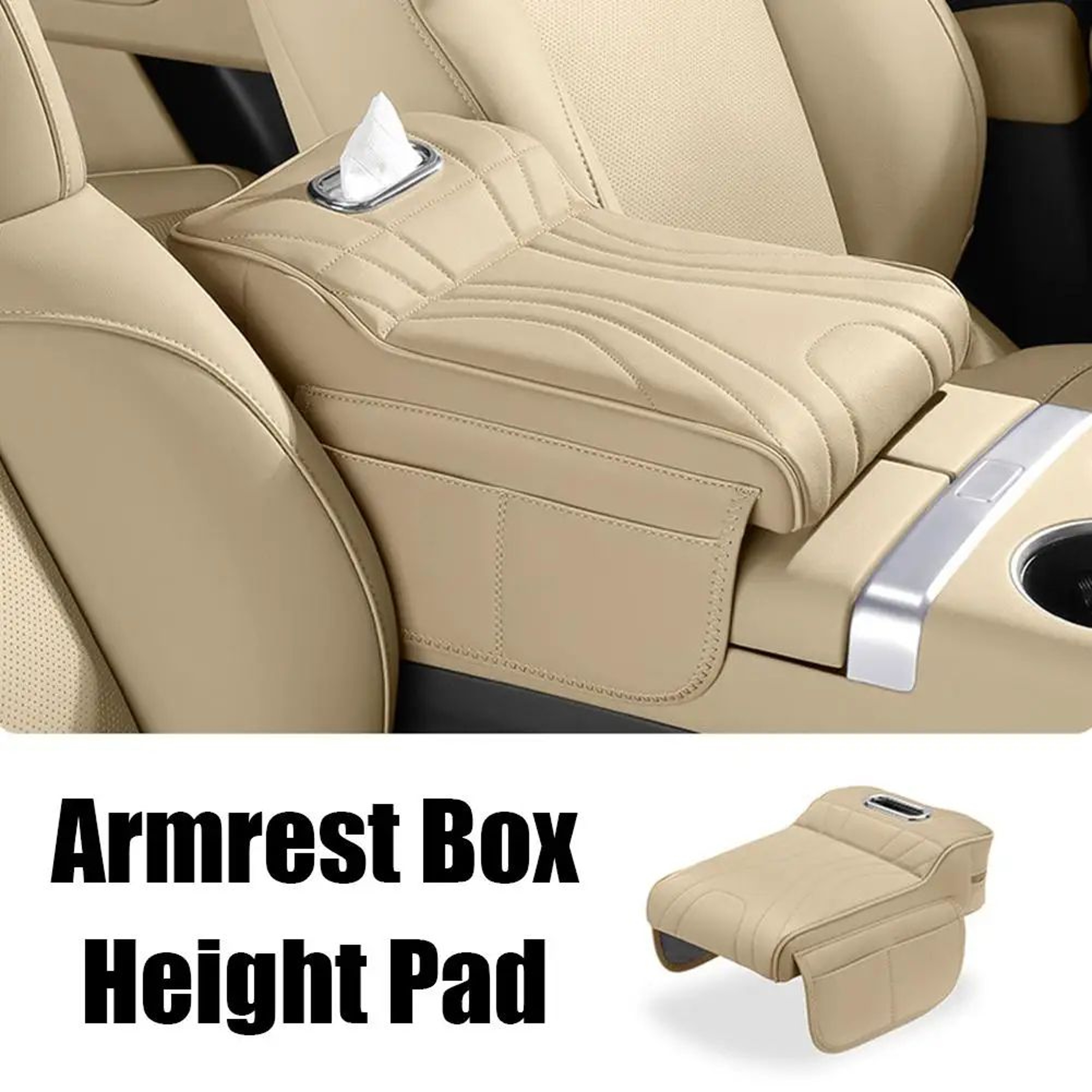Memory Foam Car Armrest Booster Pad  Universal Leather Center Console Cushion Cover With Storage Po 6