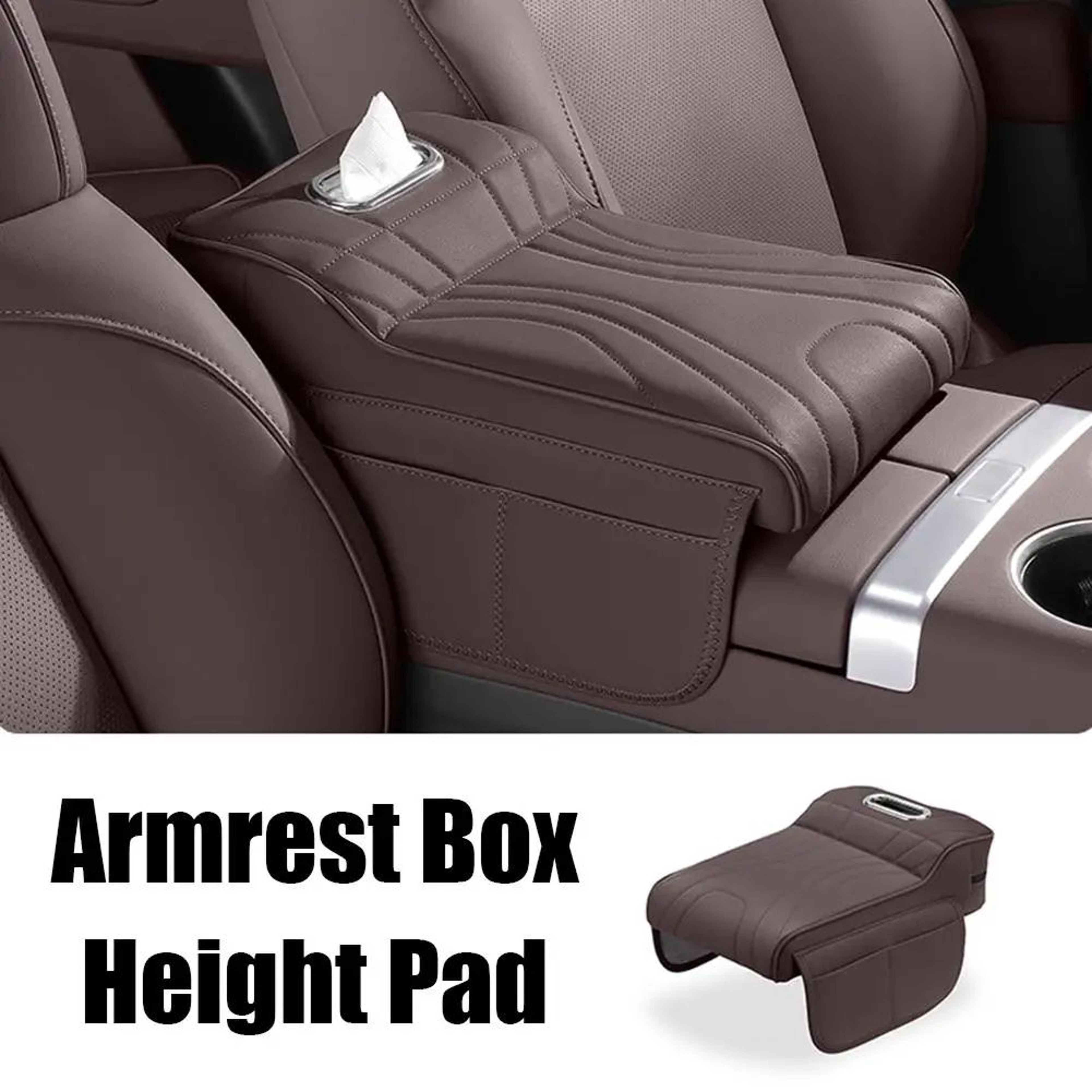 Memory Foam Car Armrest Booster Pad  Universal Leather Center Console Cushion Cover With Storage Po 8