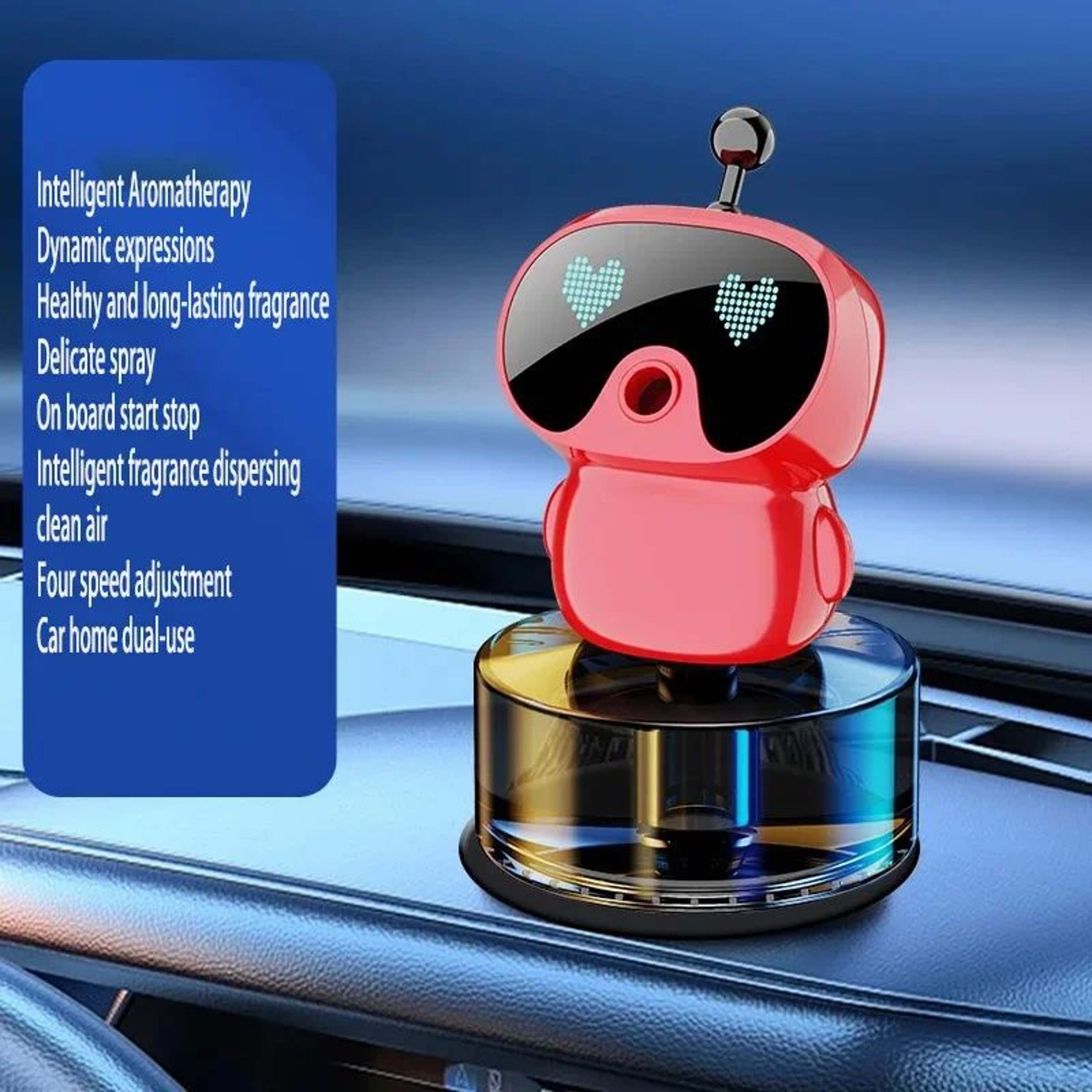 Smart AI Car Air Freshener  Rechargeable Aroma Diffuser With Adjustable Fragrance Levels  Smart Eye 16
