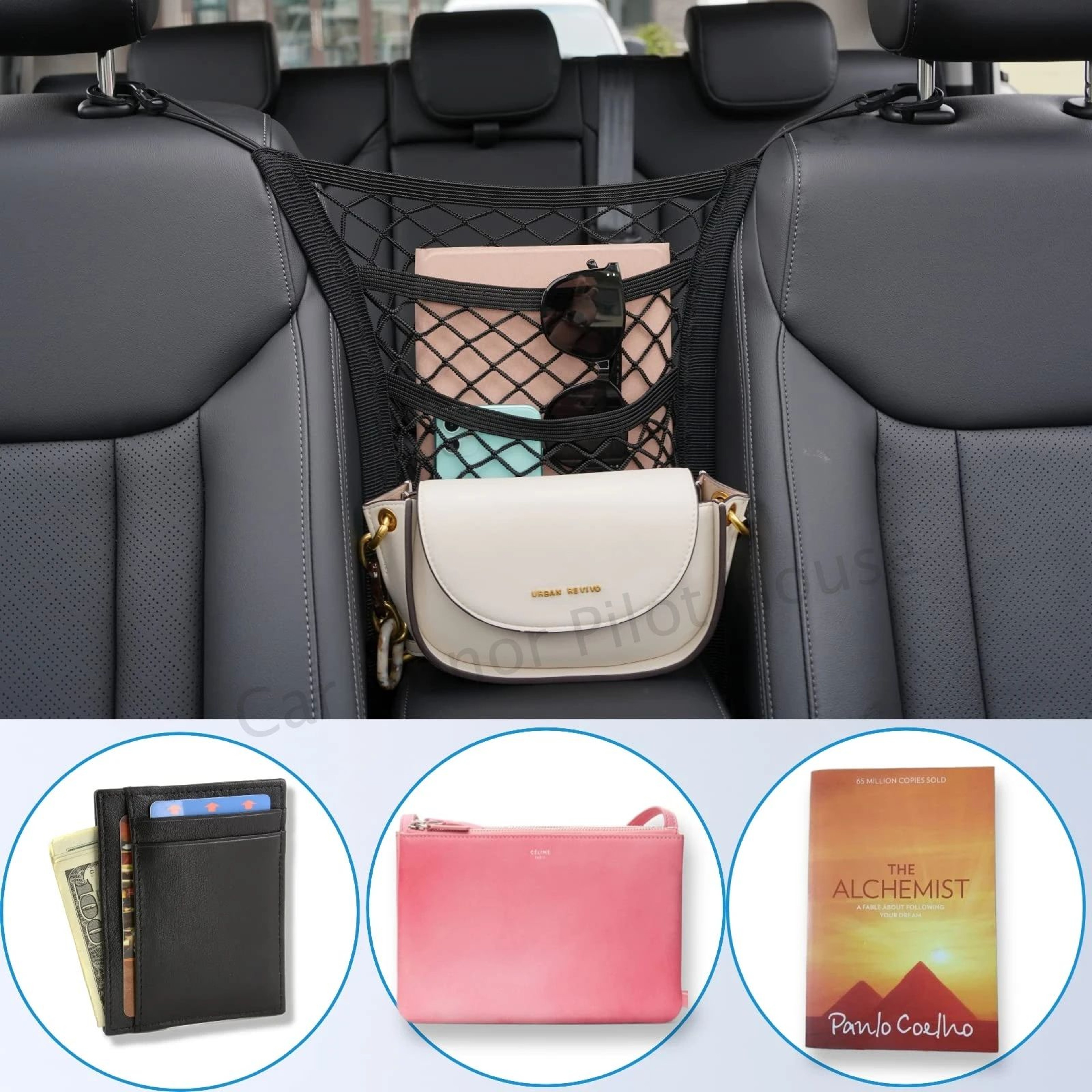 3Layer Car Seat Back Mesh Organizer Net  Universal Storage Barrier  Pet Safety Pocket 3