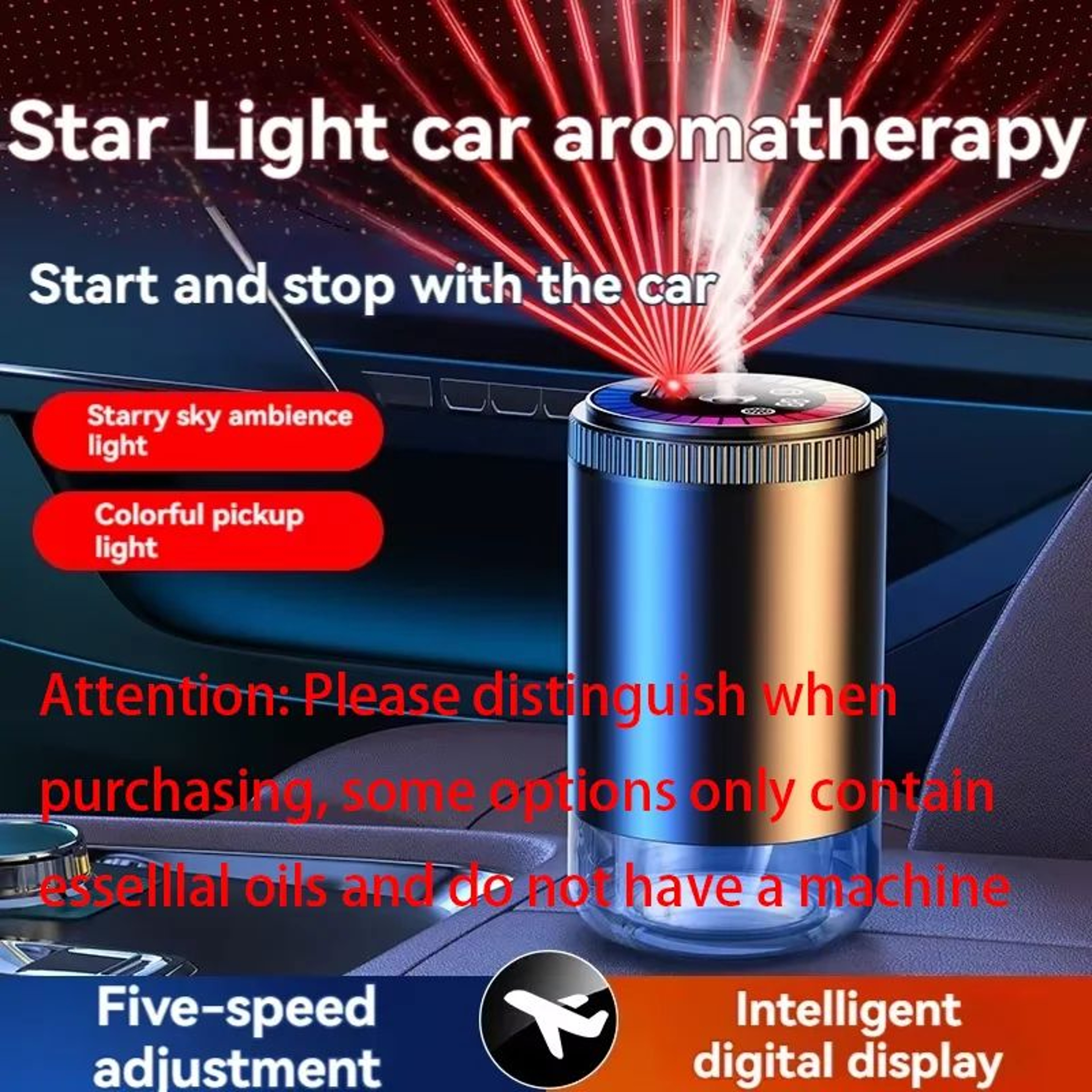 Smart Rechargeable Car Air Freshener Diffuser  Adjustable Aromatherapy Perfume Humidifier 1