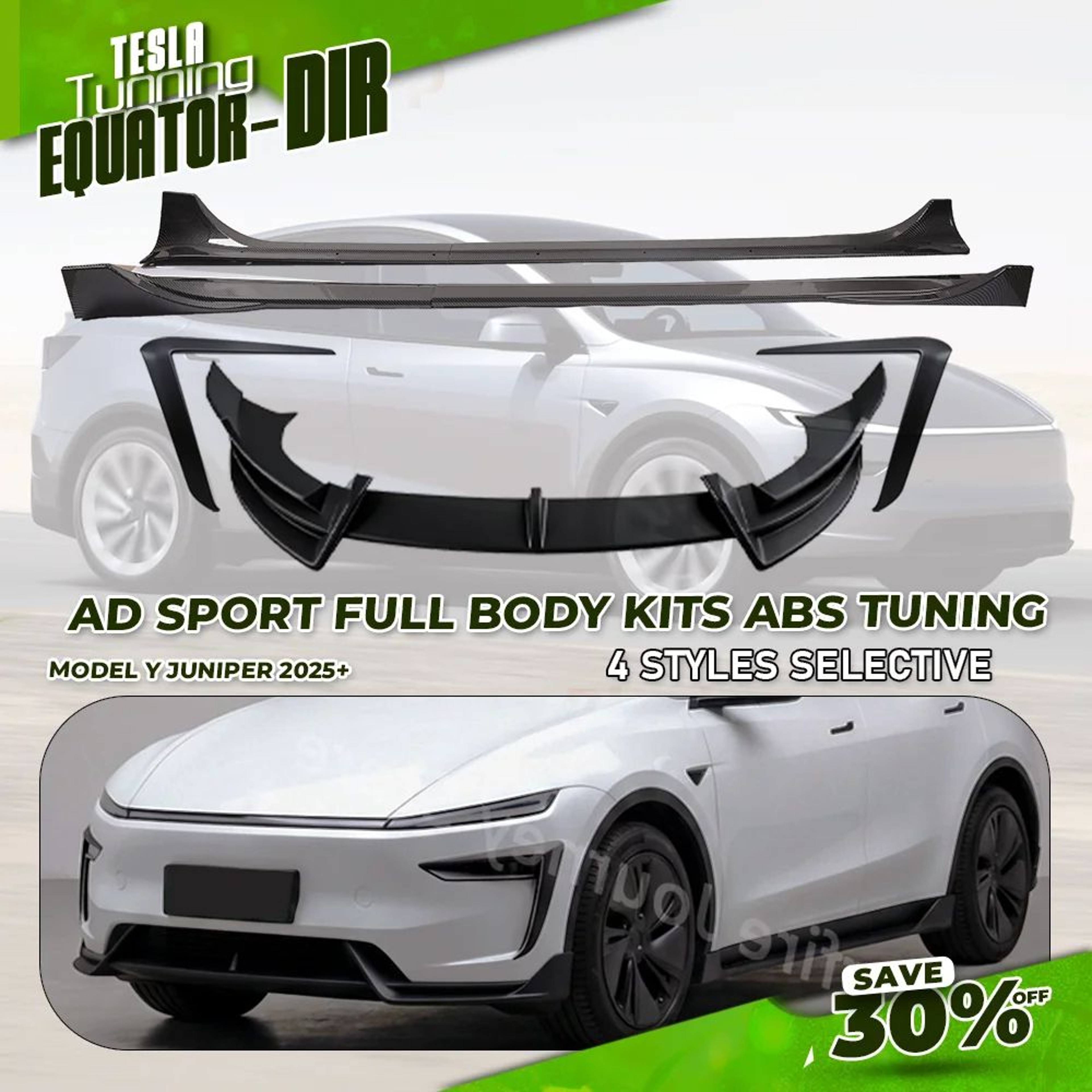 Glossy Black Front Bumper Body Kit For Tesla Model Y Juniper 2025  Front Lip Wind Blade Trim  Side  1