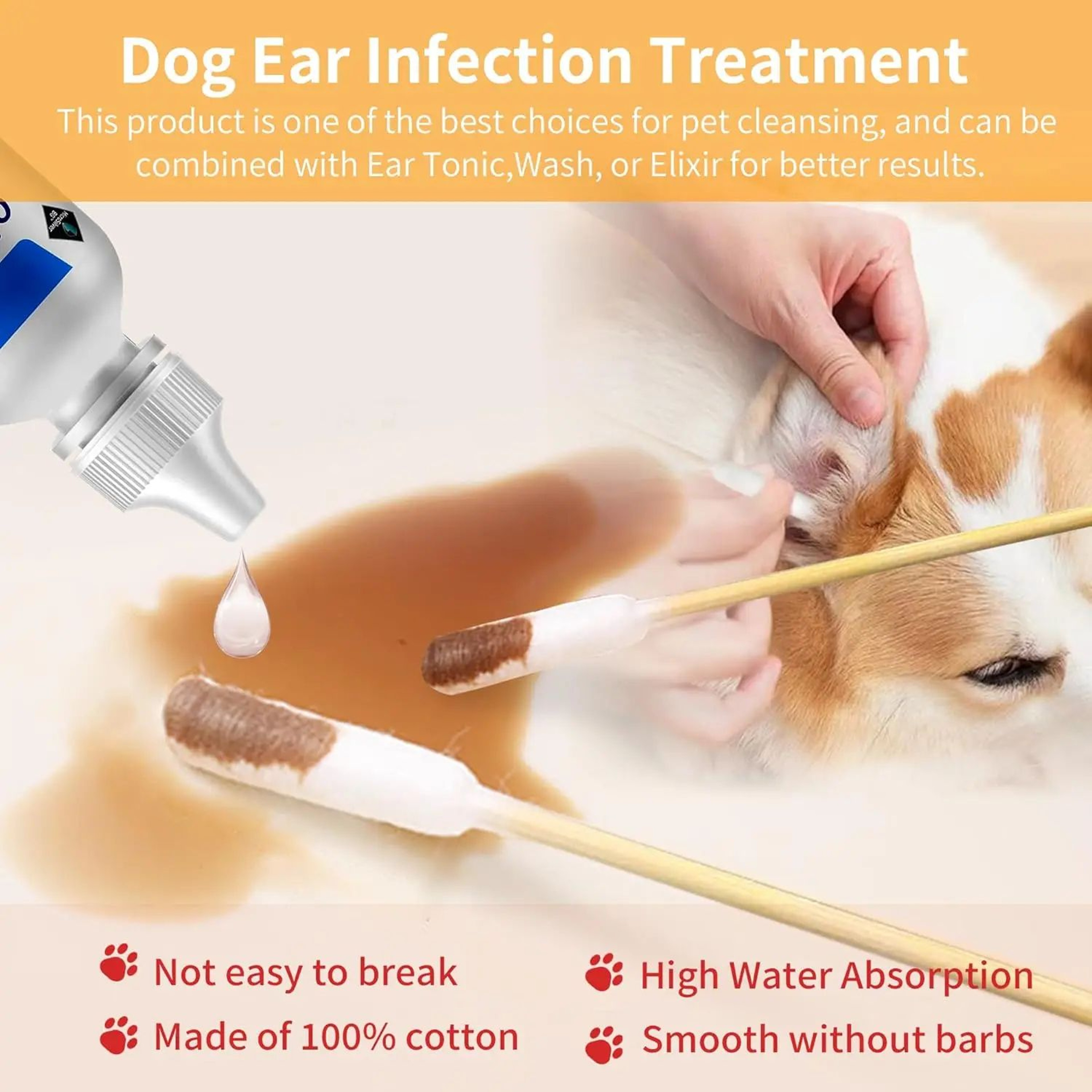 Pet Ear Cleaning Cotton Swabs  DoubleSided Bamboo Dog  Cat Ear Swabs For Safe Grooming 4