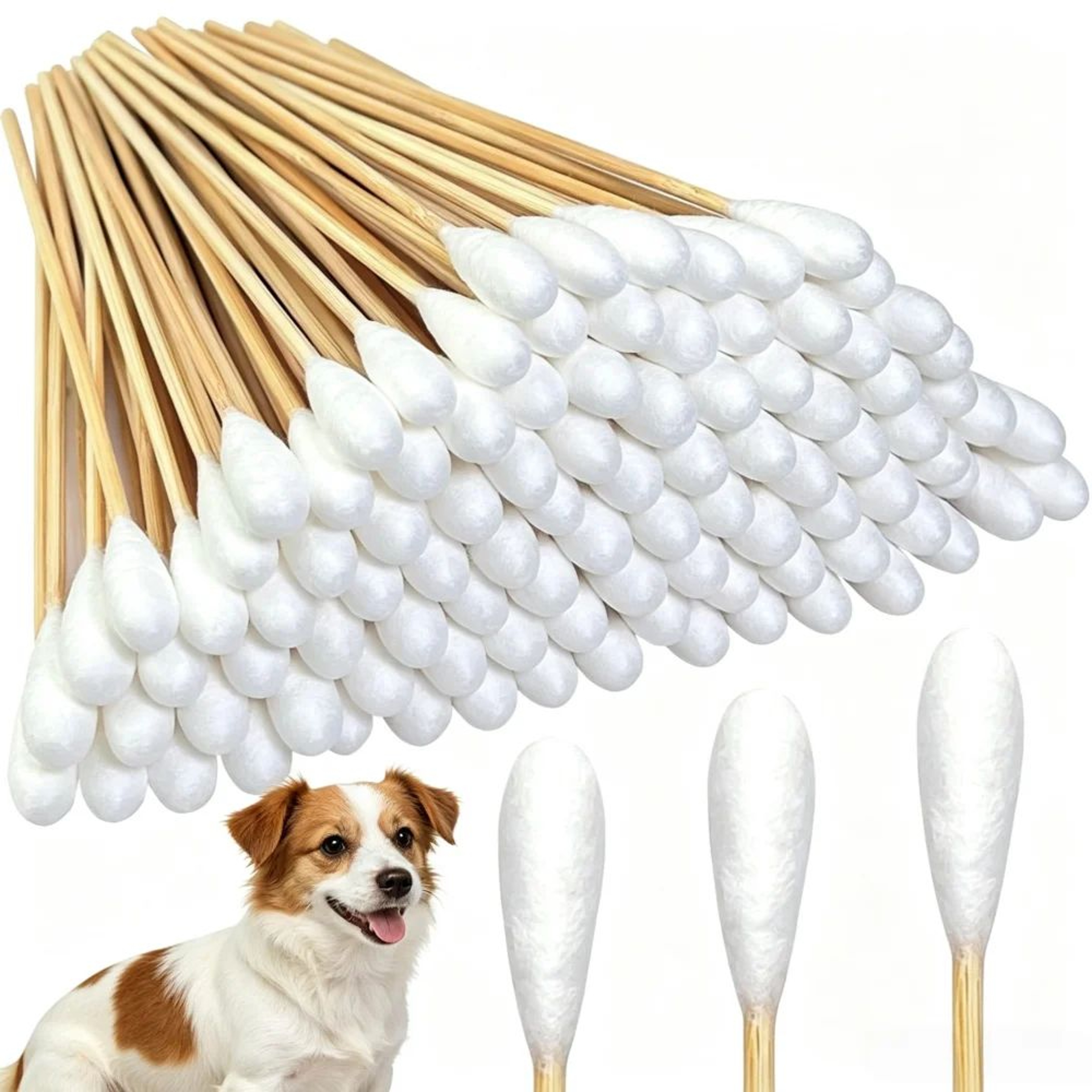 Pet Ear Cleaning Cotton Swabs  DoubleSided Bamboo Dog  Cat Ear Swabs For Safe Grooming 8